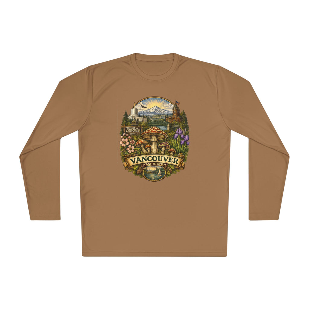 Vancouver Nature Long Sleeve Tee — Scenic Mountains & Mushroom Art