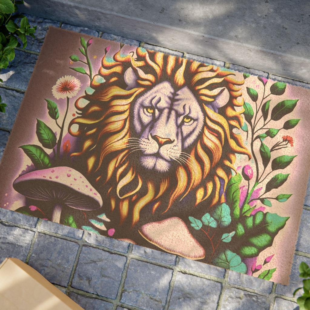 Lion Floral Doormat – Decorative Outdoor/Indoor Welcome Mat
