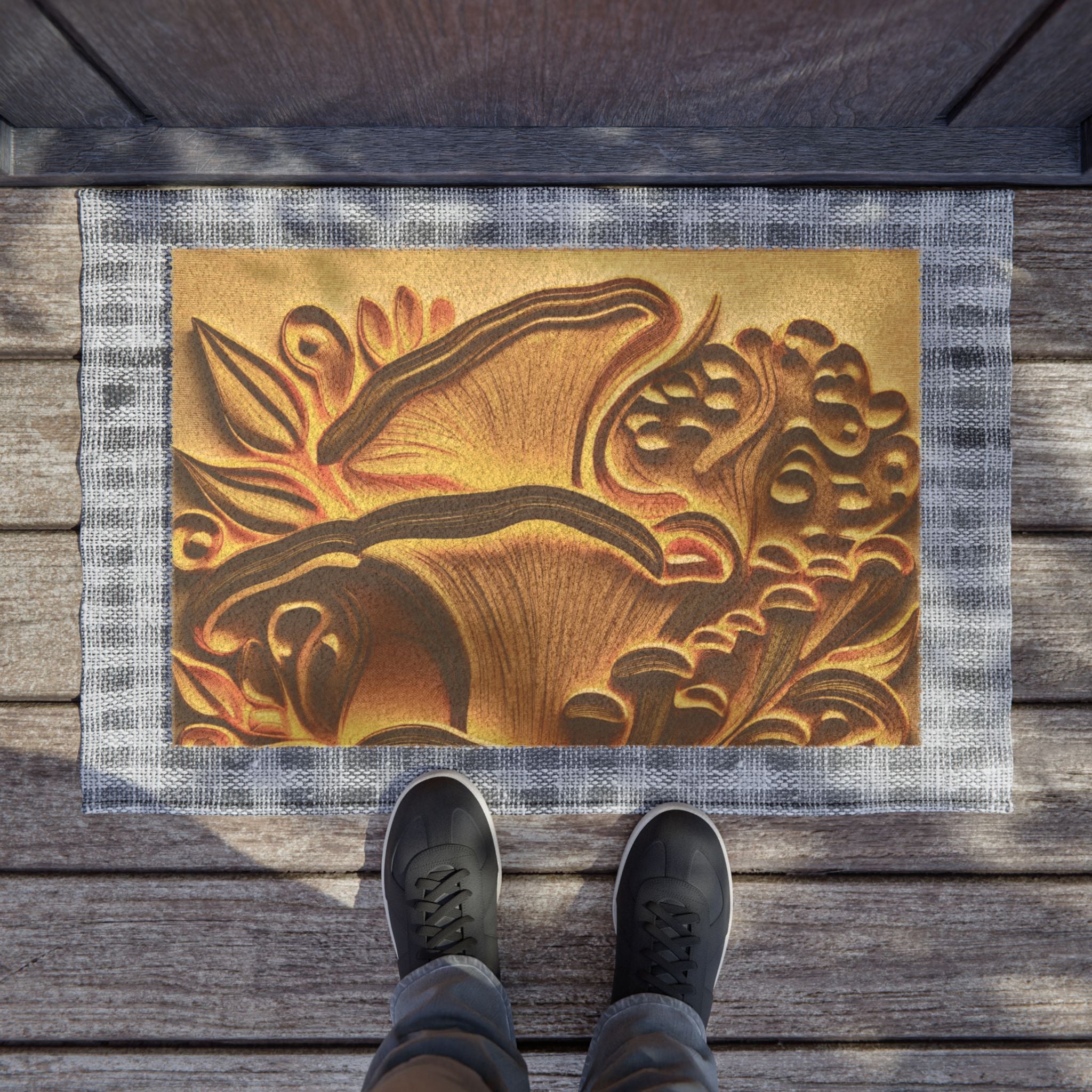 Doormat — Vintage Mushroom in Gold Welcome Mat