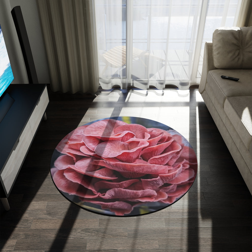 Blush Peony Round Rug — Floral Pink Decorative Accent Mat