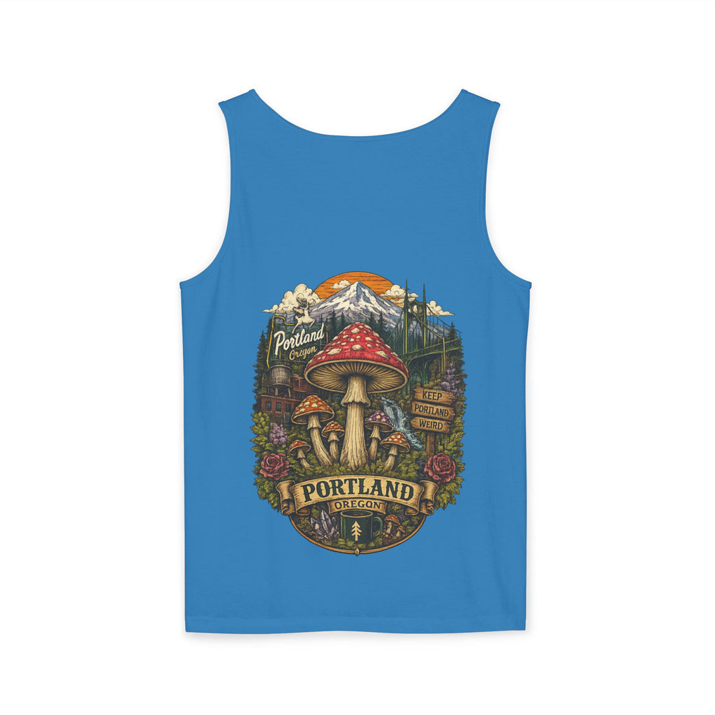 City: Portland Mushroom Graphic Tank Top — Colorful Psychedelic Fungi Design