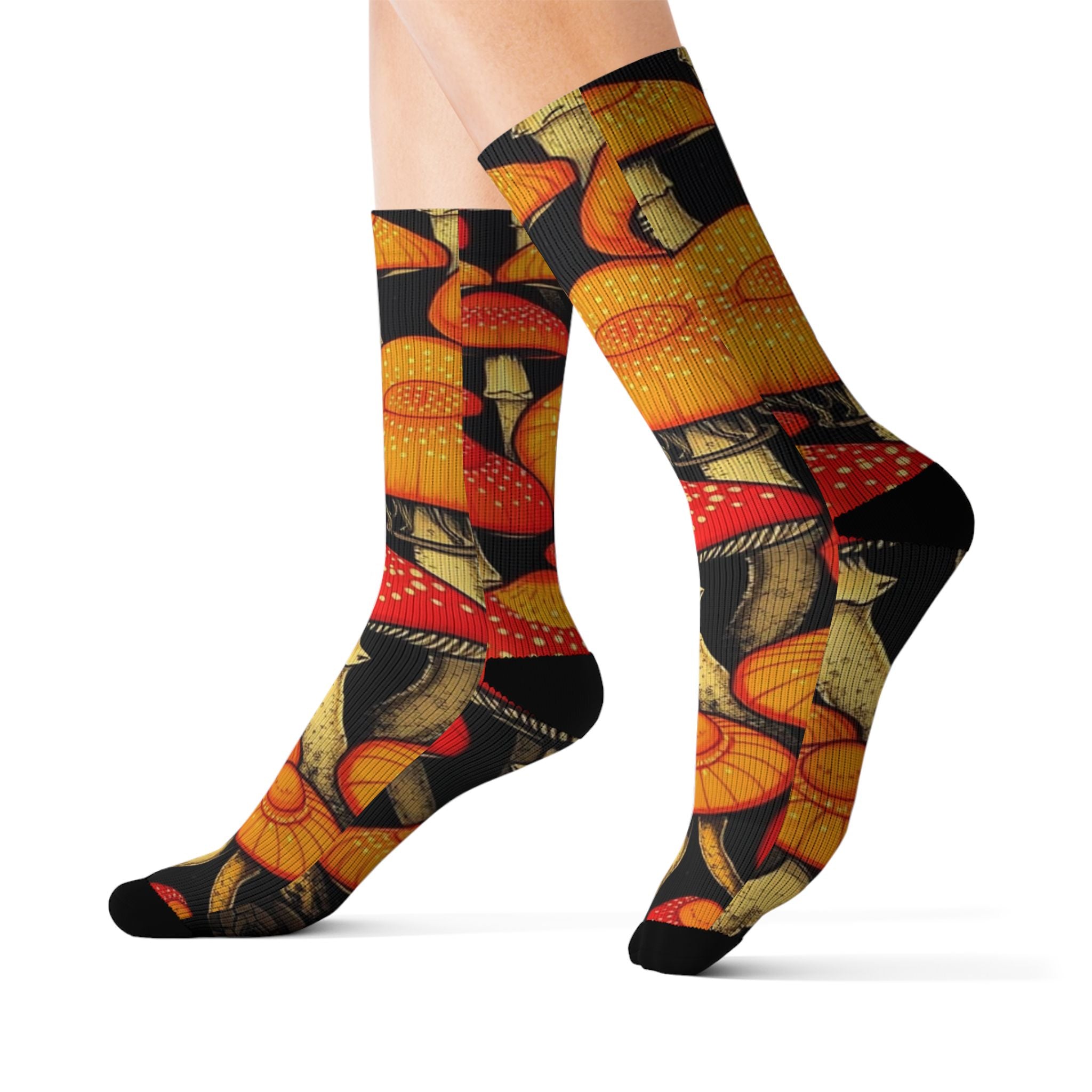 Whimsical Mushroom Socks, Colorful Patterned Socks, Gifts for Nature Lovers, Cozy Everyday Wear, Trendy Sock Collection
