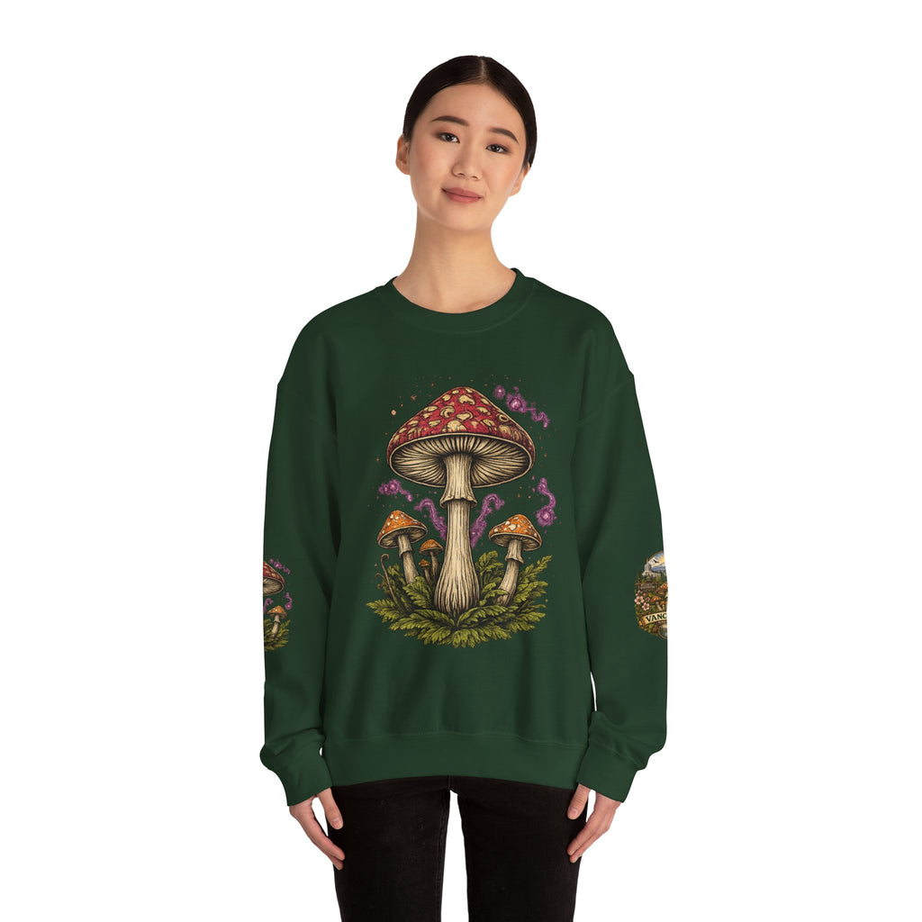 City:  Vancouver Crewneck Sweatshirt — Scenic Pacific Northwest Fungi Design