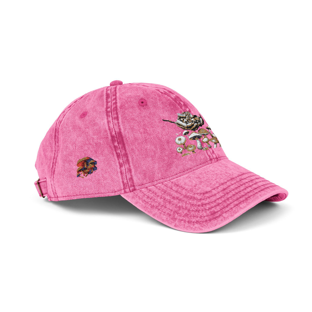 Gorra Floral Bordada Vintage — Gorra Retro Roja de Papá