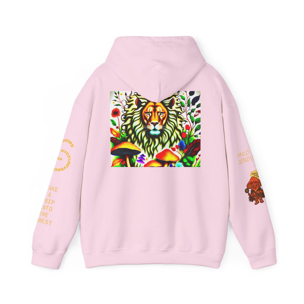 Myco University Lion & Mushroom Hoodie — Psychedelic Lion Graphic Pullover