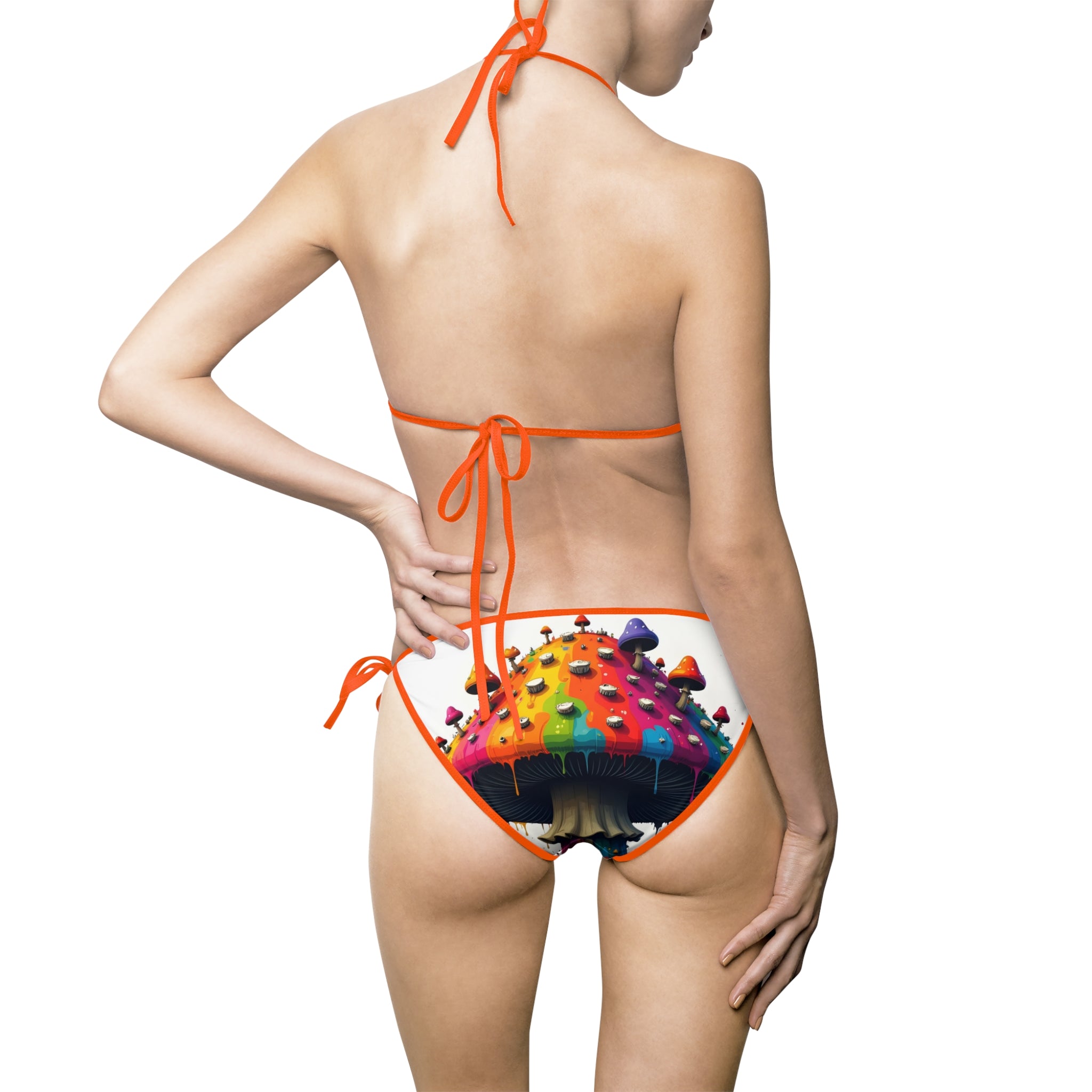 Rainbow Mushroom Bikini — Women's Tie-Side Triangle Swimsuit