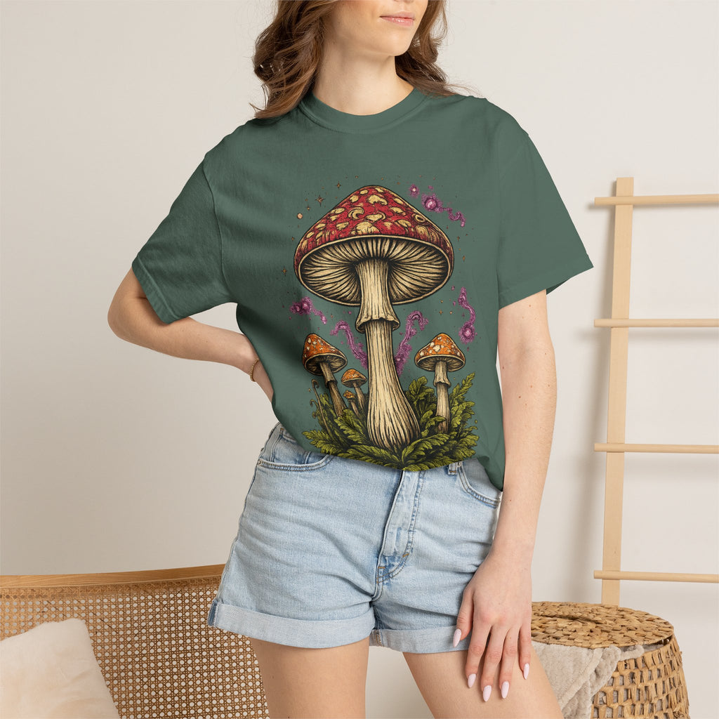 City: Portland Mushroom Graphic T-Shirt — Vintage Forest Amanita Design
