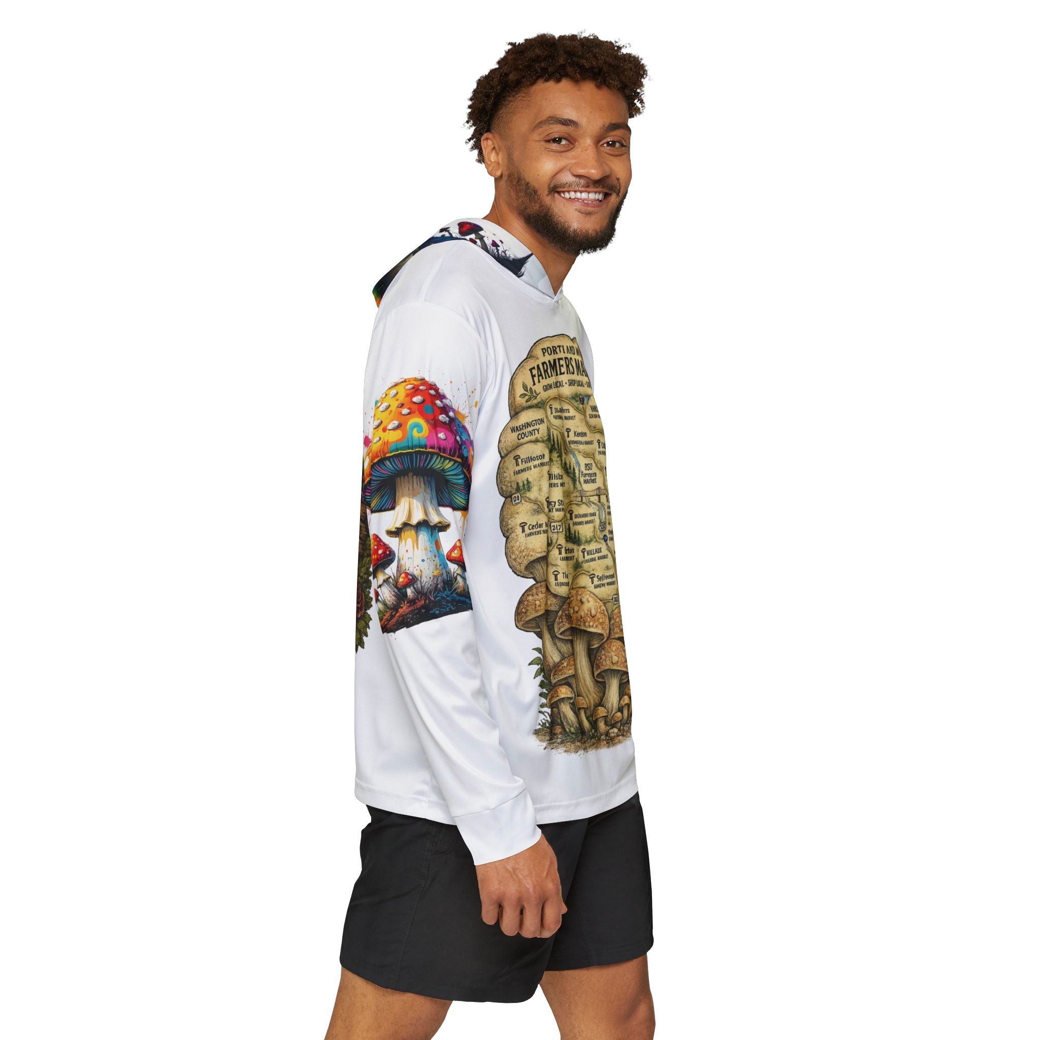 City: Portland Mushroom Farmers Market Hoodie — Men’s All-Over Print Warmup