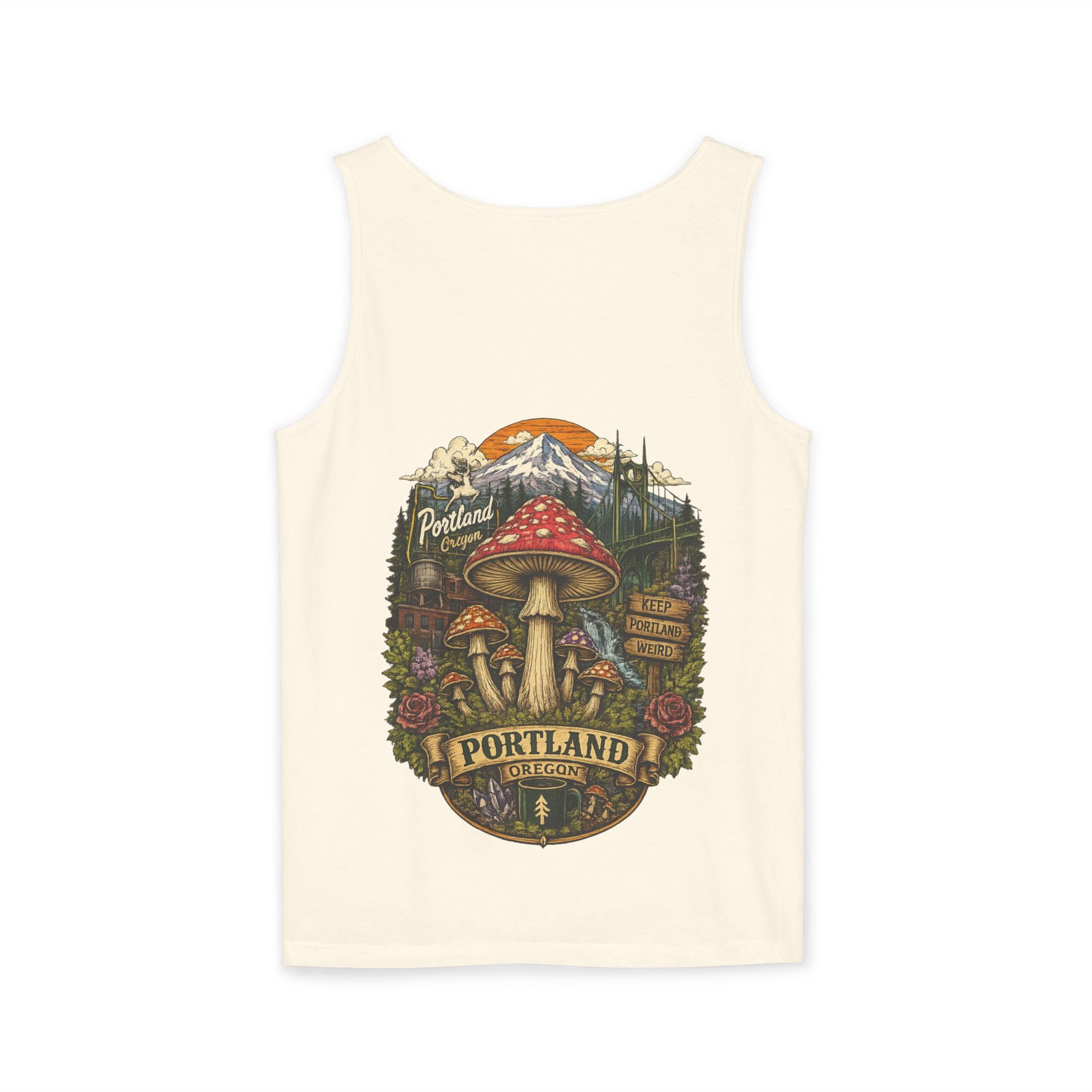 City: Portland Mushroom Tank Top — Psychedelic Forest Graphic Tank