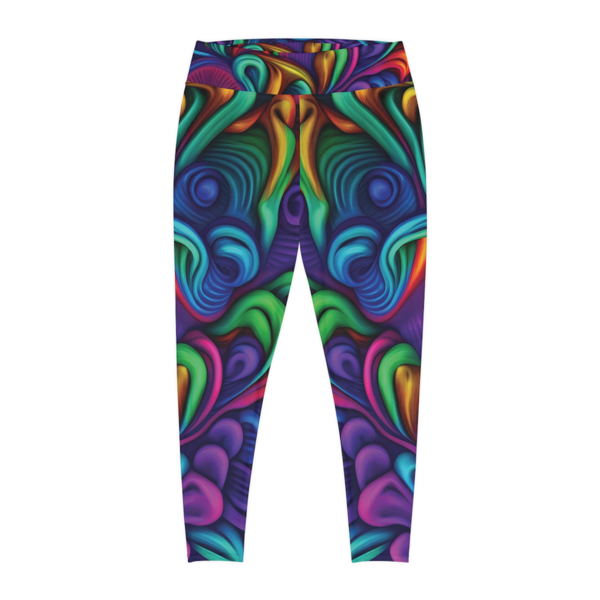 Plus Size Leggings — Psychedelic Rainbow Abstract AOP