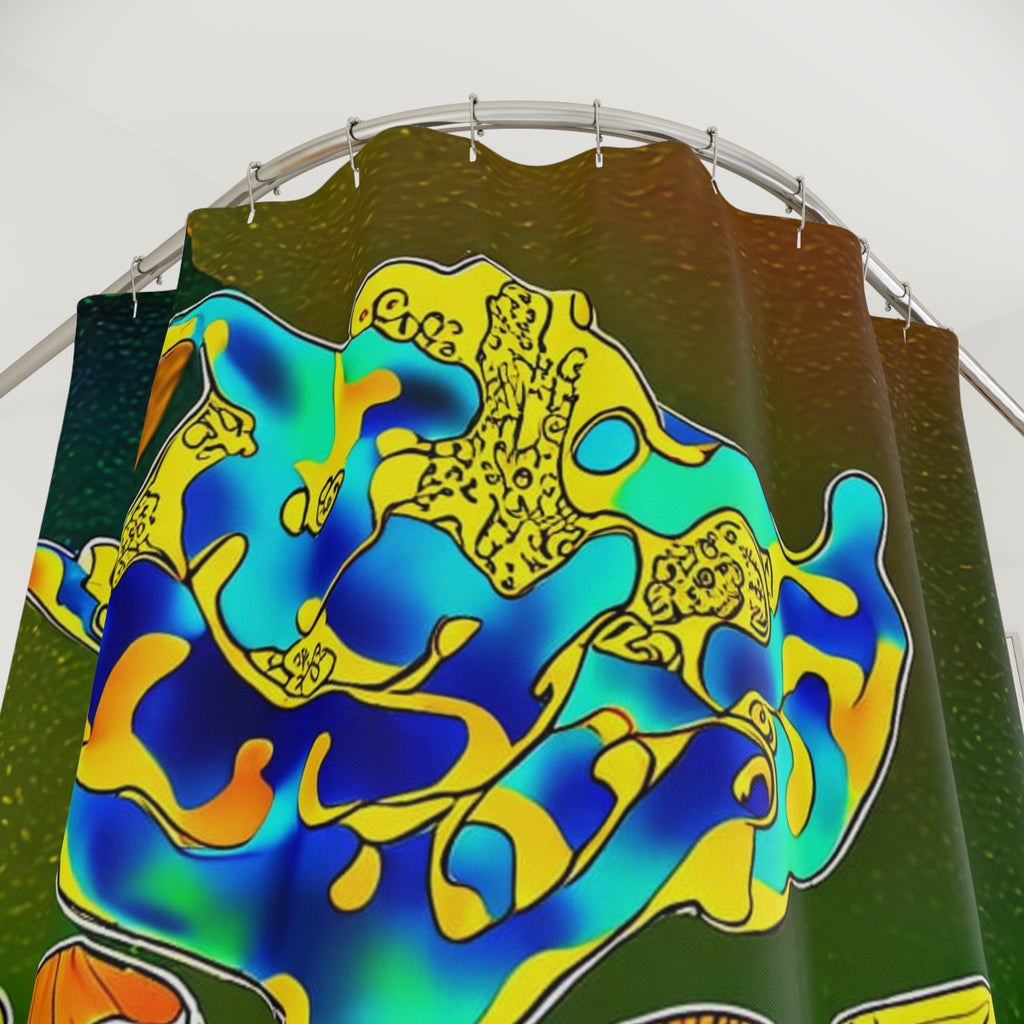 Psychedelic Mushroom Shower Curtain – Vibrant Colorful Fungi Bathroom Décor
