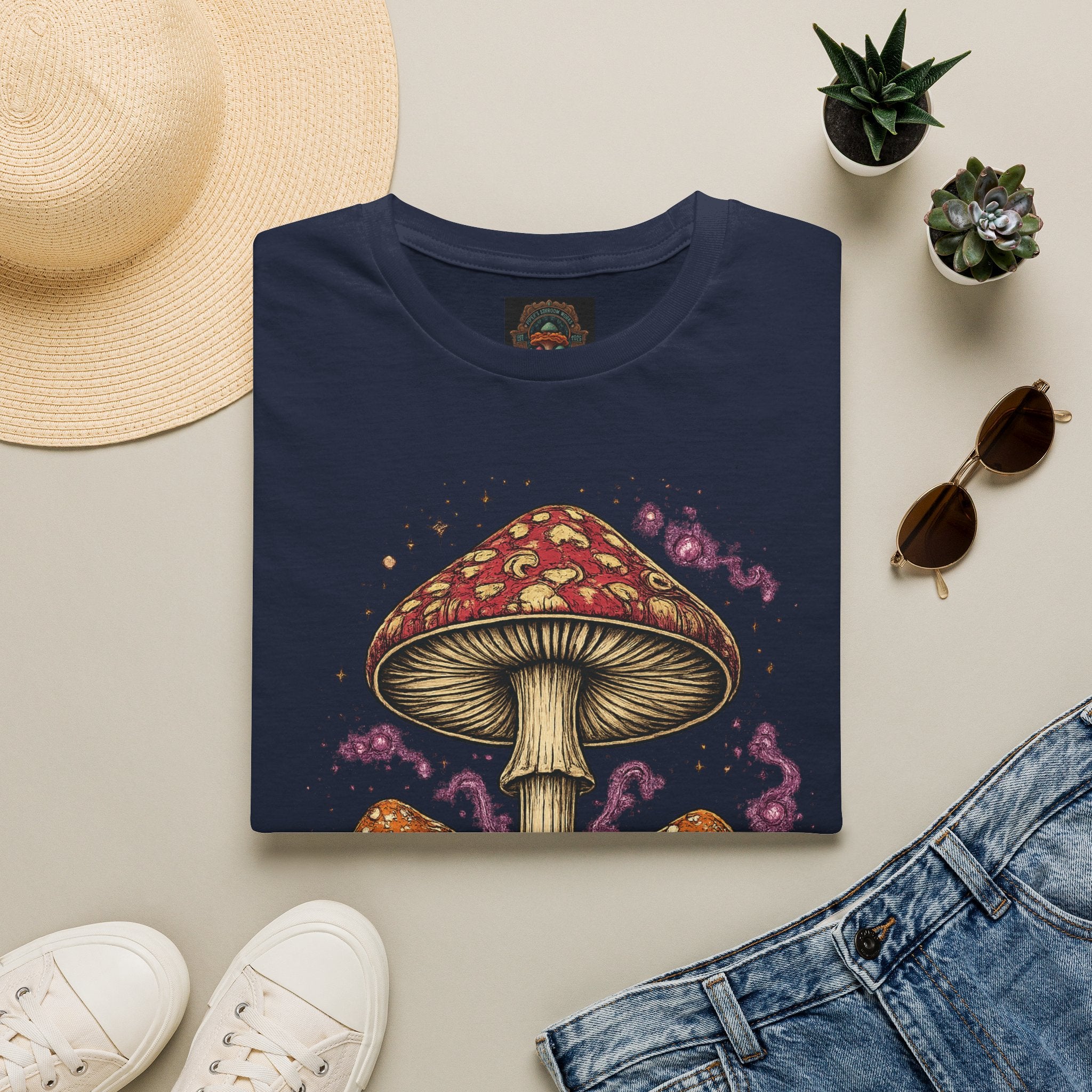 City: Vancouver Mushroom Illustration T-Shirt – Vintage Red Toadstool Graphic