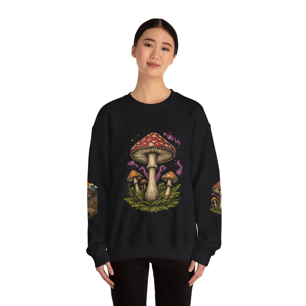 City: Portland Mushroom Crewneck Sweatshirt Vintage Psychedelic Fungi Graphic