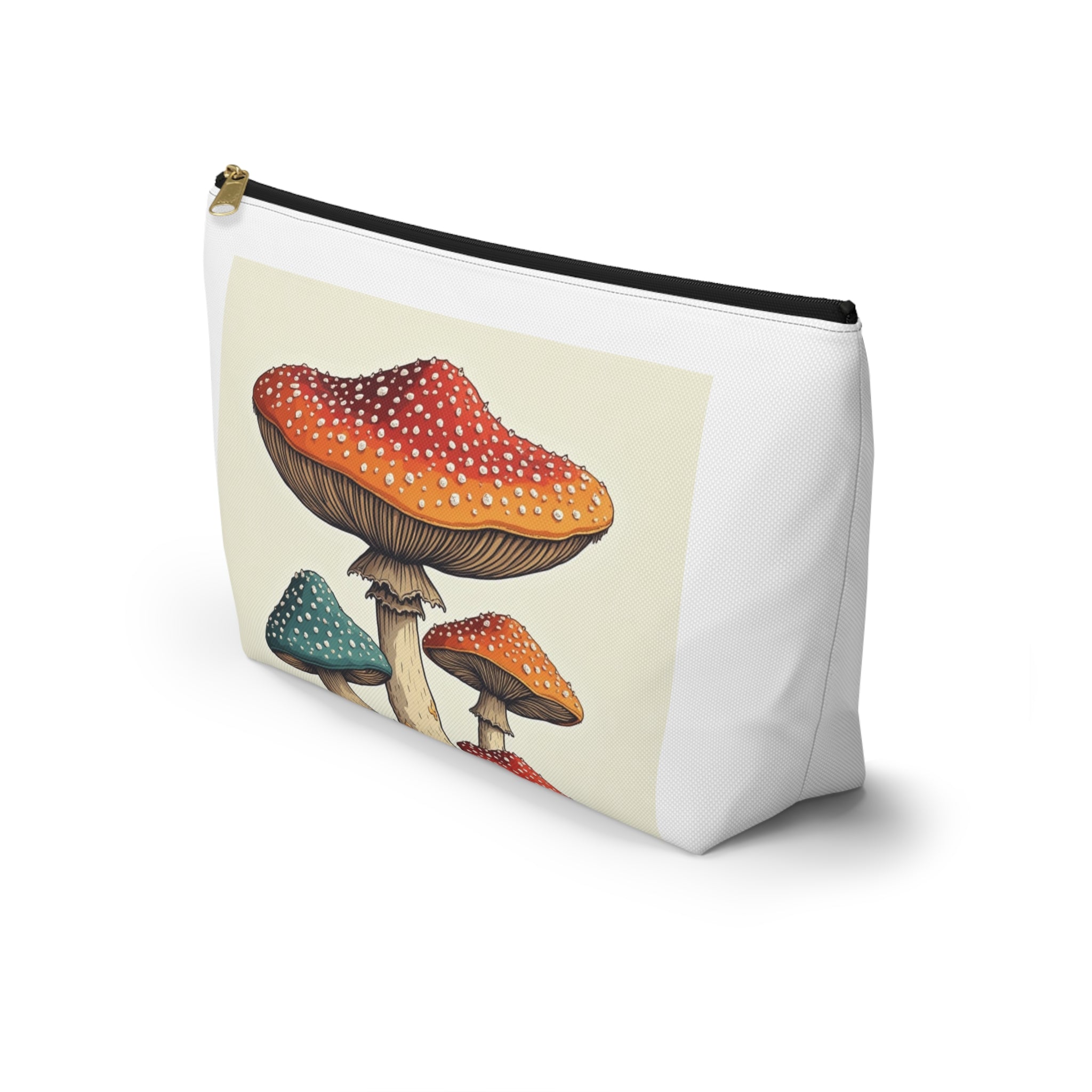 Mushroom Illustration Accessory Pouch — Cute Toadstool Cosmetic Bag