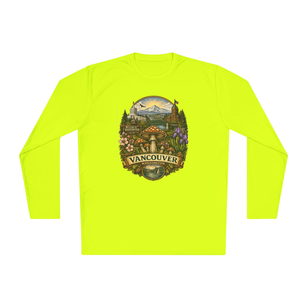 Vancouver Nature Long Sleeve Tee — Scenic Mountains & Mushroom Art