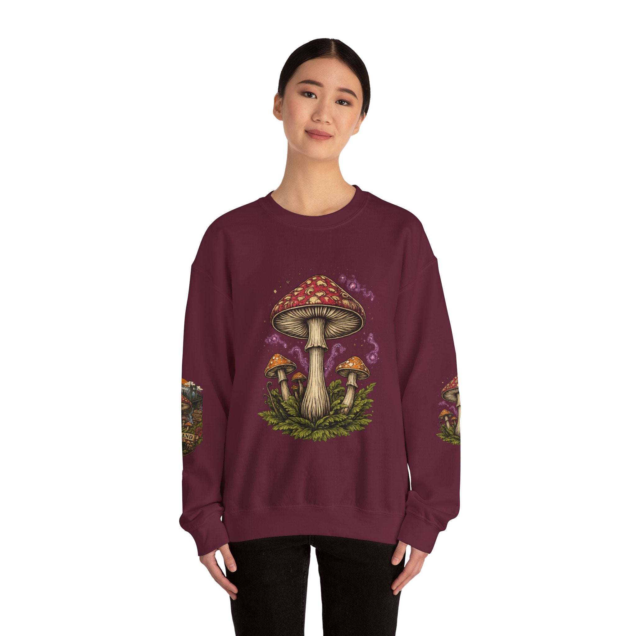 Mushroom Crewneck Sweatshirt — Portland Vintage Psychedelic Fungi Graphic