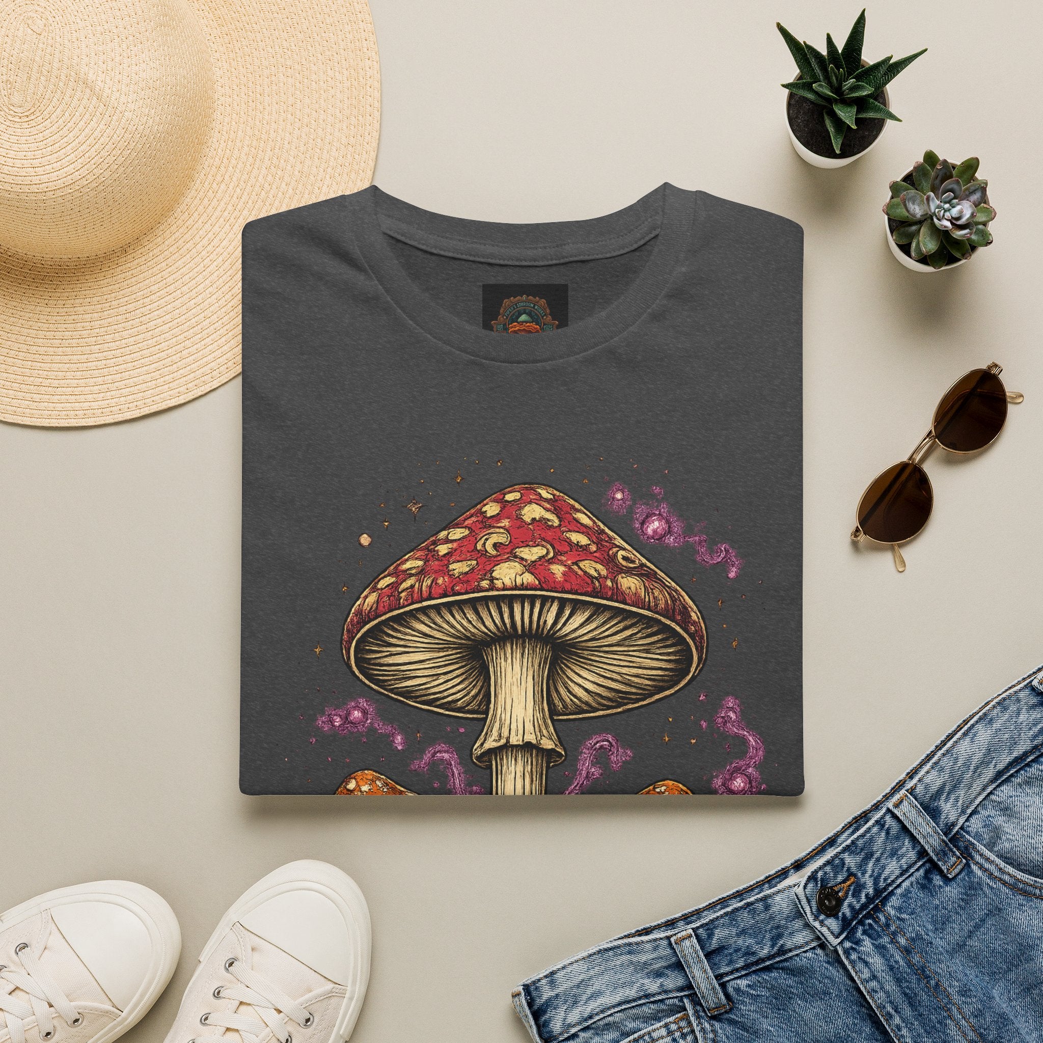 City: Gresham Psychedelic Mushroom Graphic T-Shirt — Red Amanita Illustration