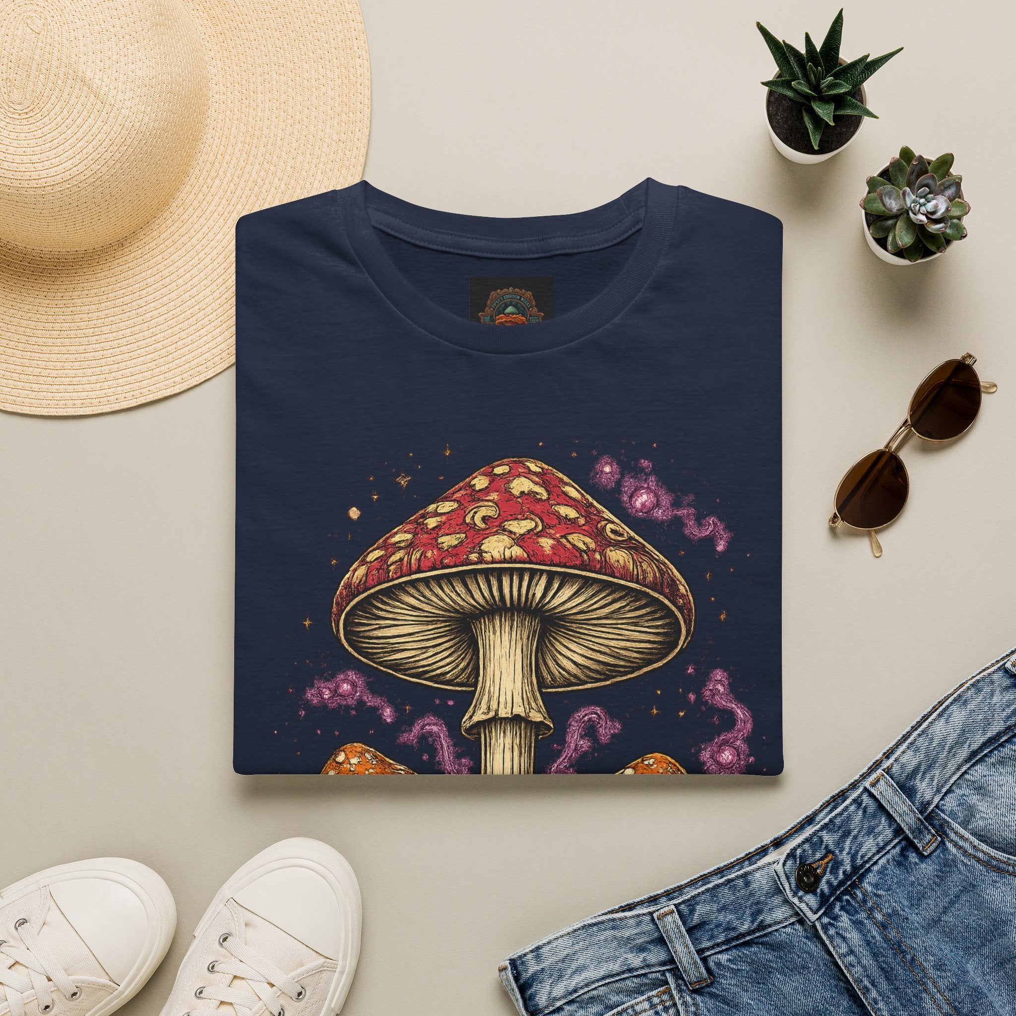 City: Portland Mushroom Magic T-Shirt — Vintage Red Toadstool Illustration
