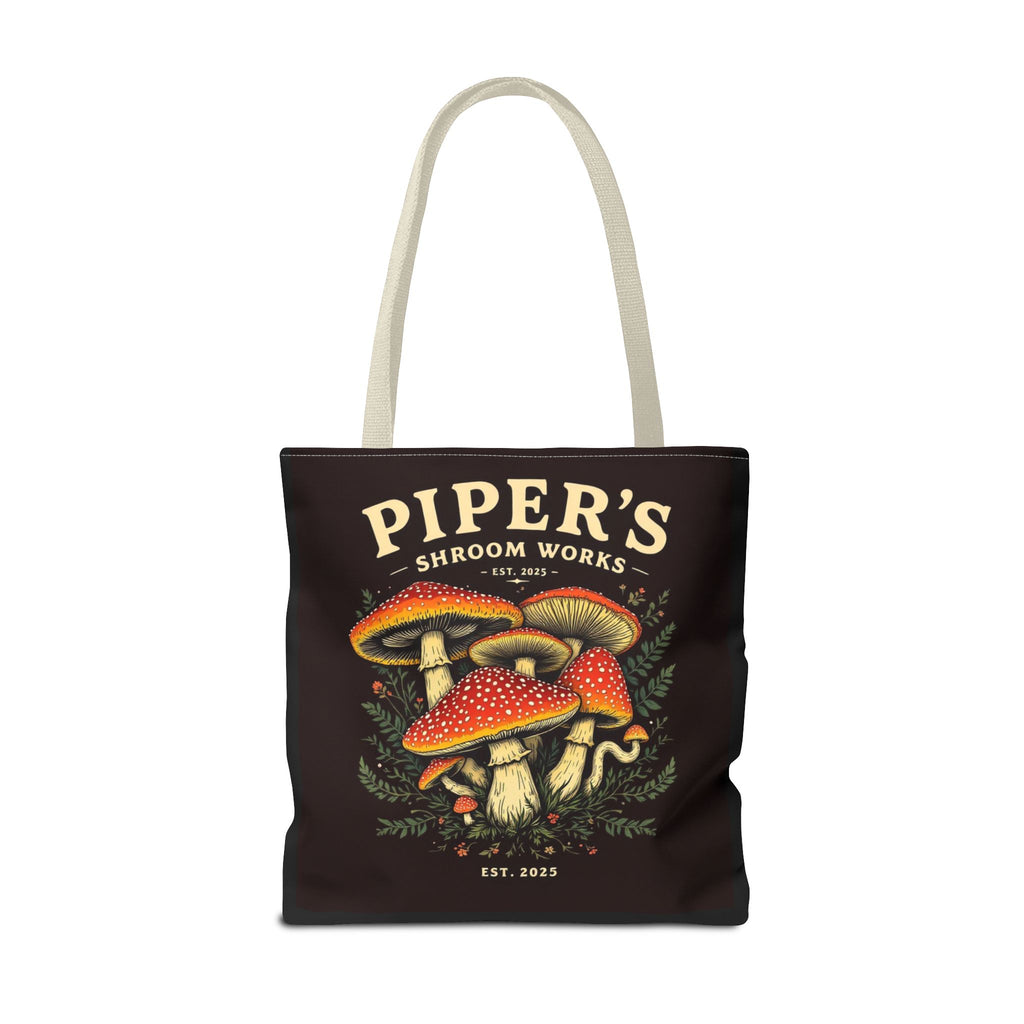 Mushroom Tote Bag — "Piper's Shroom Works" Vintage Fungi Market Shopper