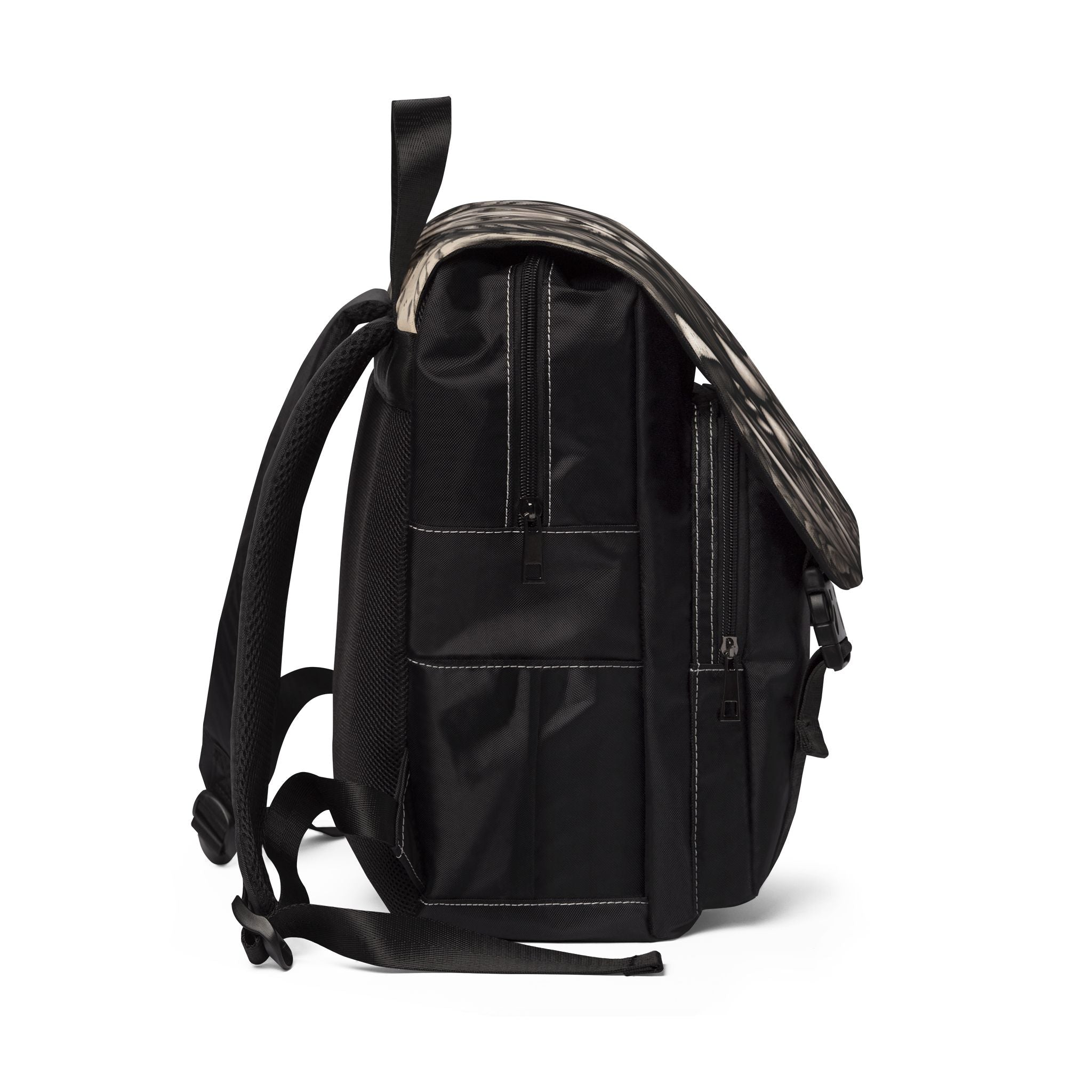 Lion & Mushrooms Canvas Backpack — Forest Gothic Casual Shoulder Bag