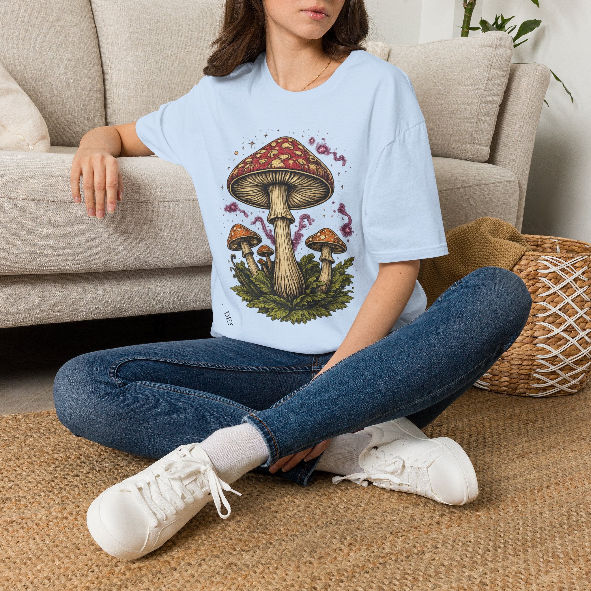 Mushroom Illustration T-Shirt – Vintage Red Toadstool Graphic