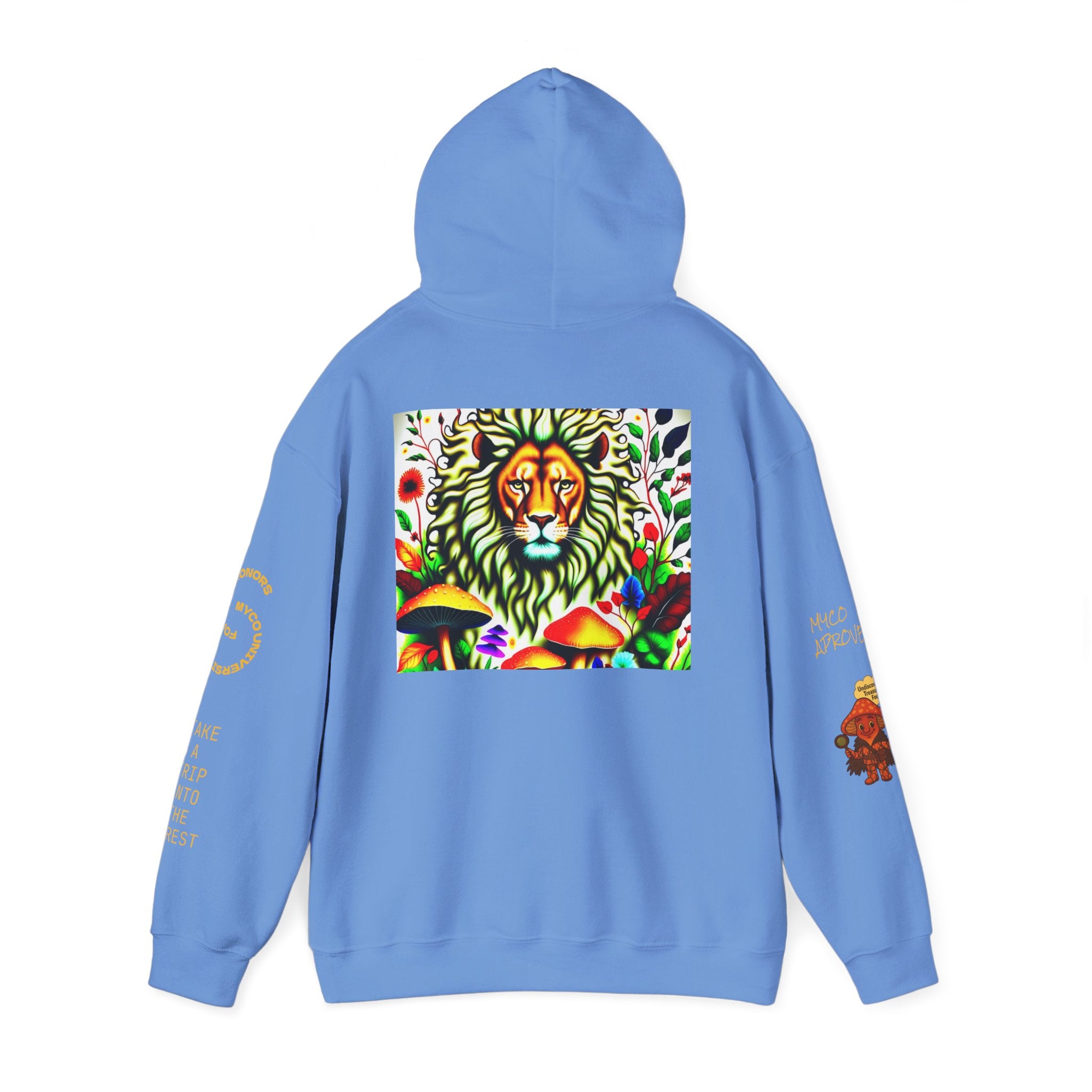 Myco University Lion & Mushroom Hoodie — Psychedelic Lion Graphic Pullover