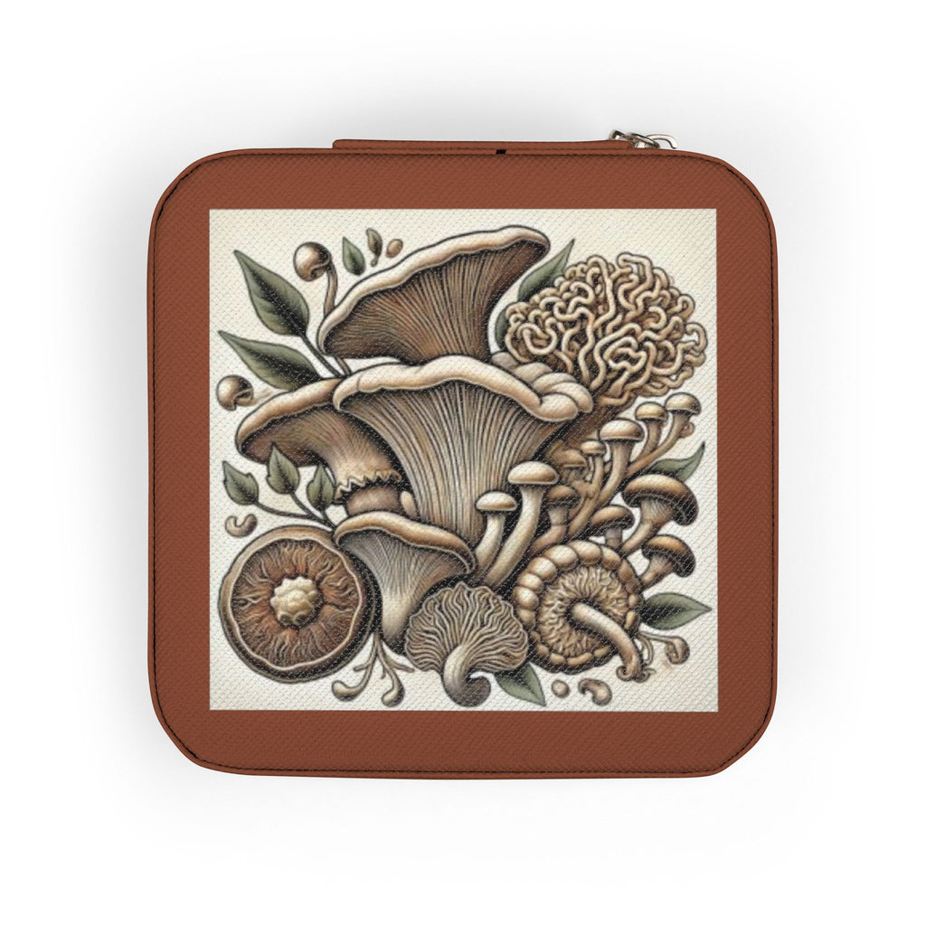 Mushroom Garden Jewelry Travel Case – Compact Velvet-Lined Organizer