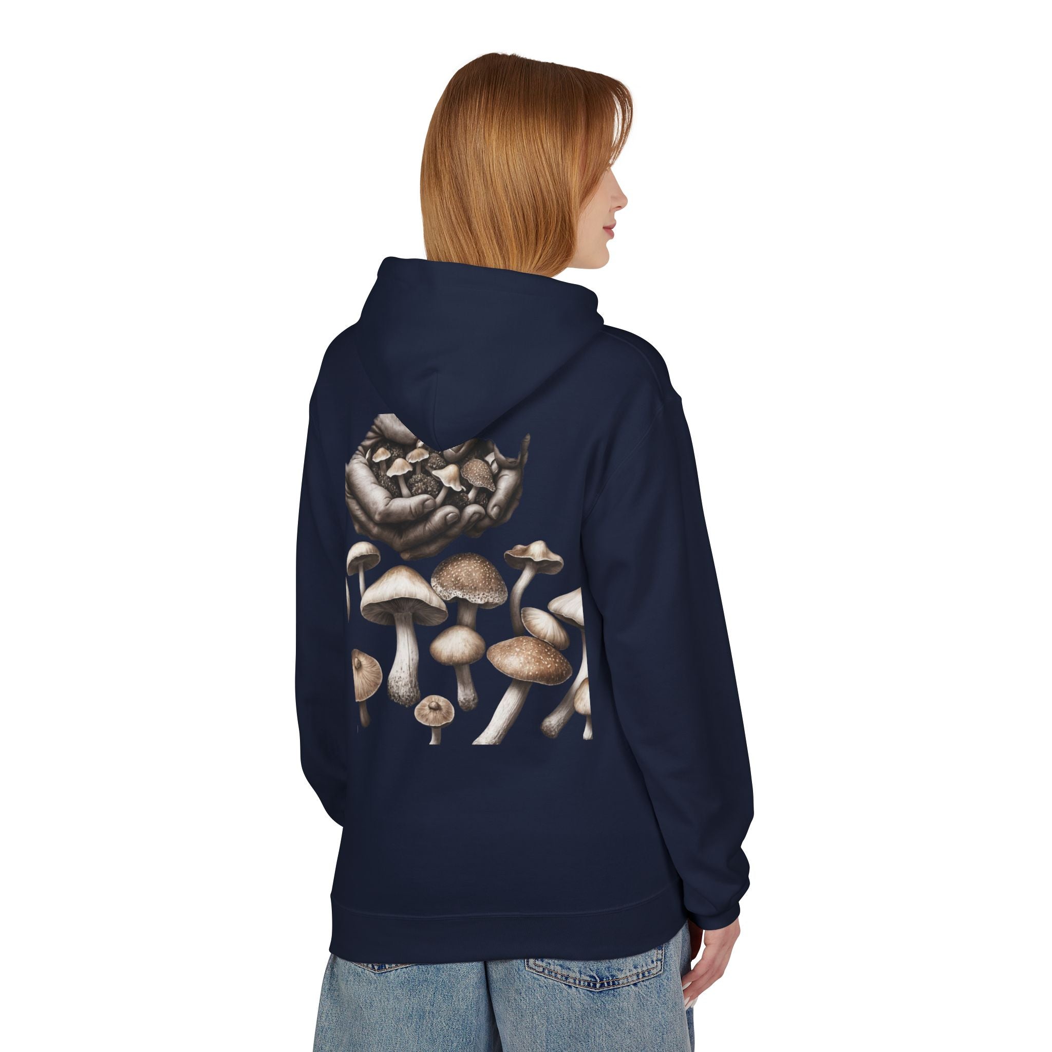 Mushroom Art Hoodie — Botanical Foraging Graphic Pullover