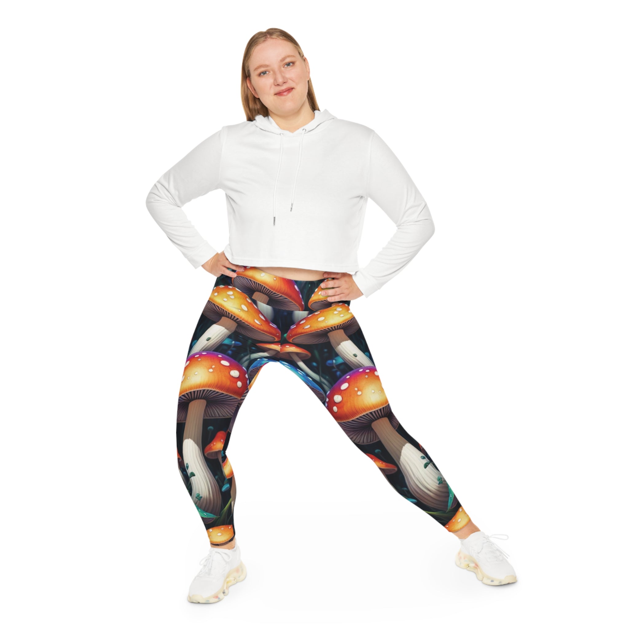 Plus Size Mushroom Leggings — Psychedelic Forest Print All-Over