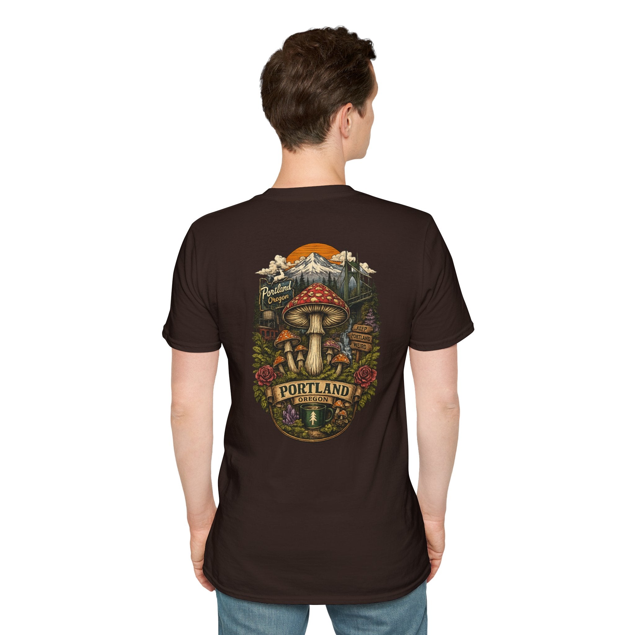 City: Portland Mushroom Magic T-Shirt — Vintage Red Toadstool Illustration