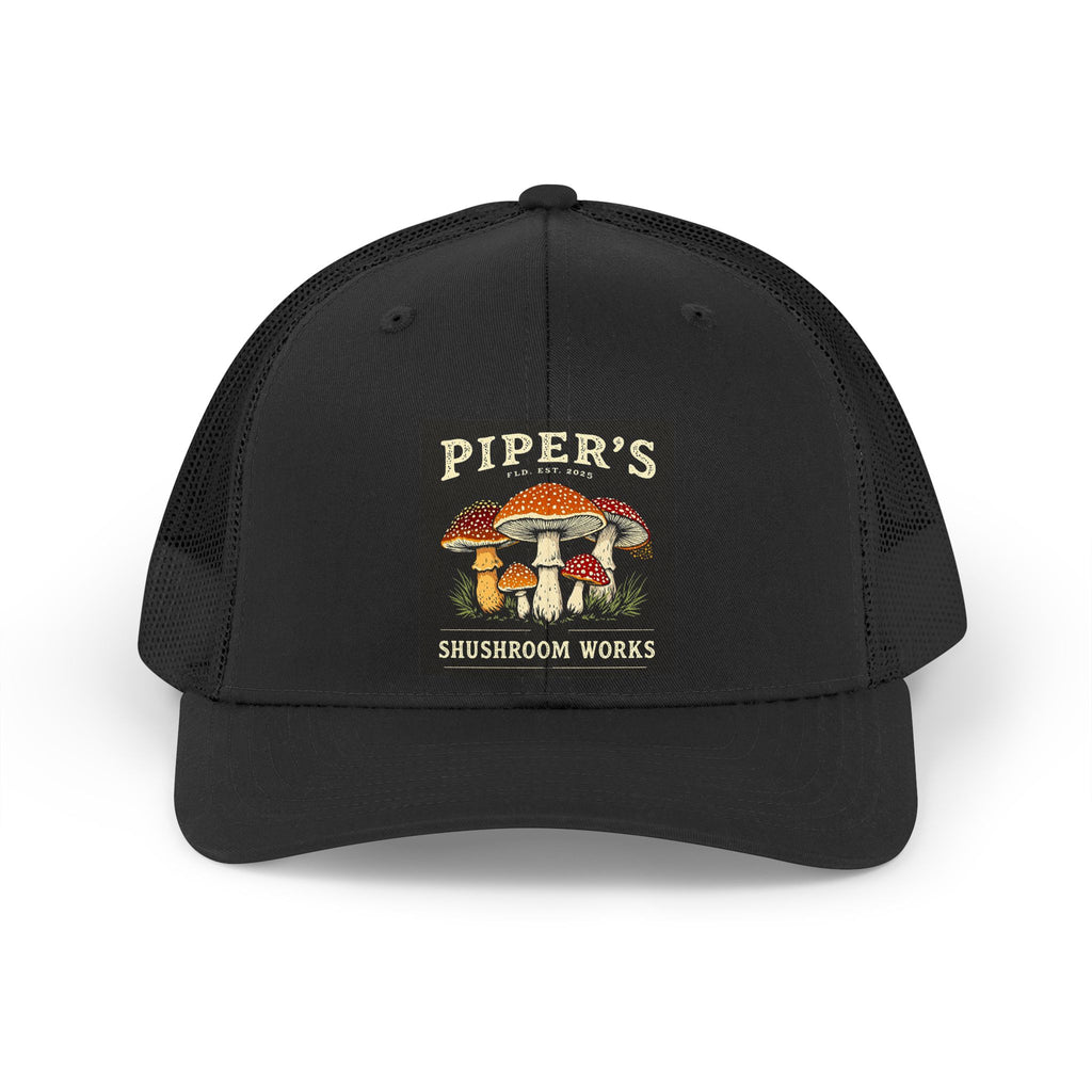 Retro Mushroom Trucker Hat — "Piper's" Vintage Patch Cap