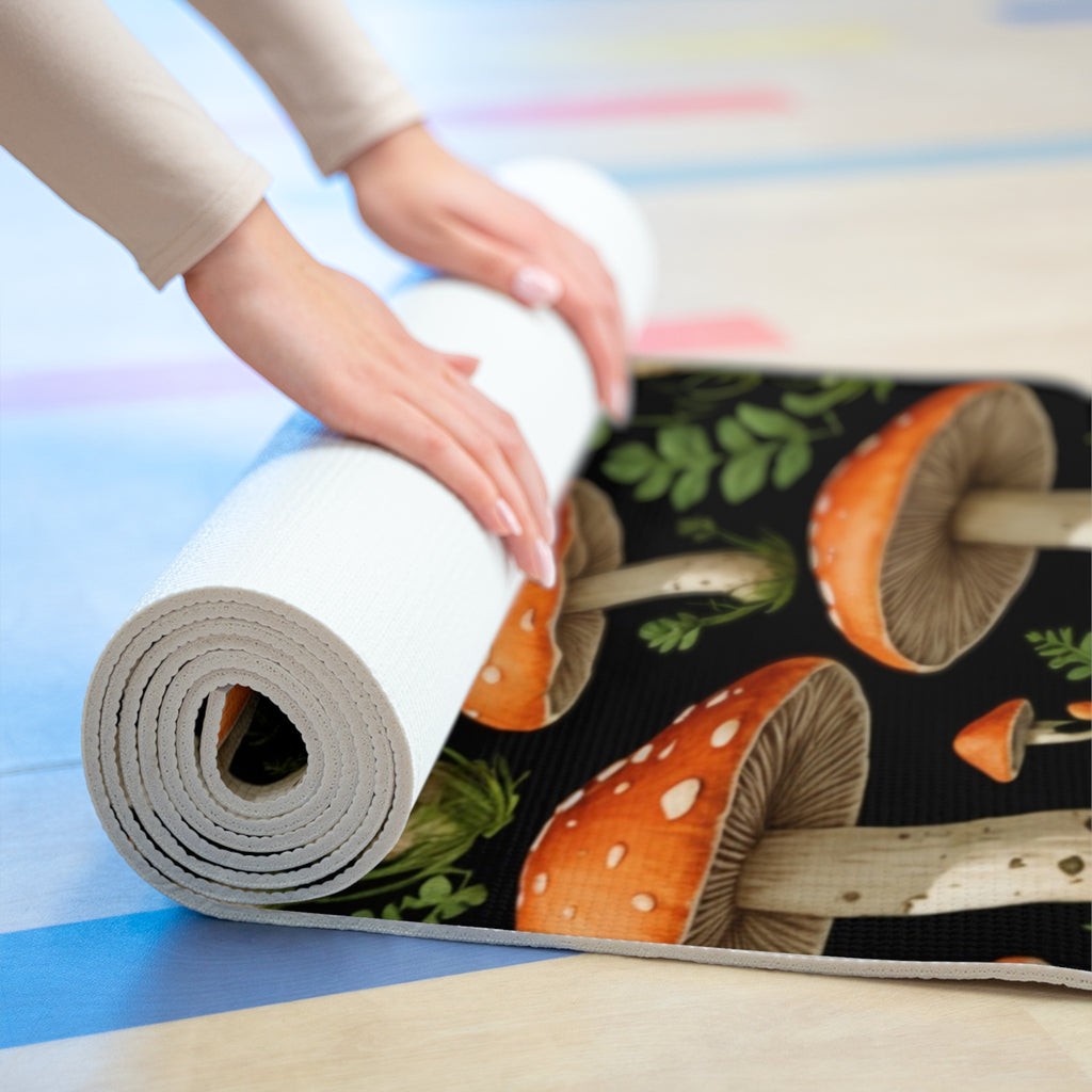 Mushroom Forest Foam Yoga Mat — Non-Slip Psychedelic Toadstool Design