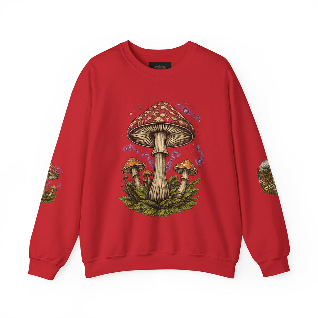 City:  Vancouver Crewneck Sweatshirt — Scenic Pacific Northwest Fungi Design