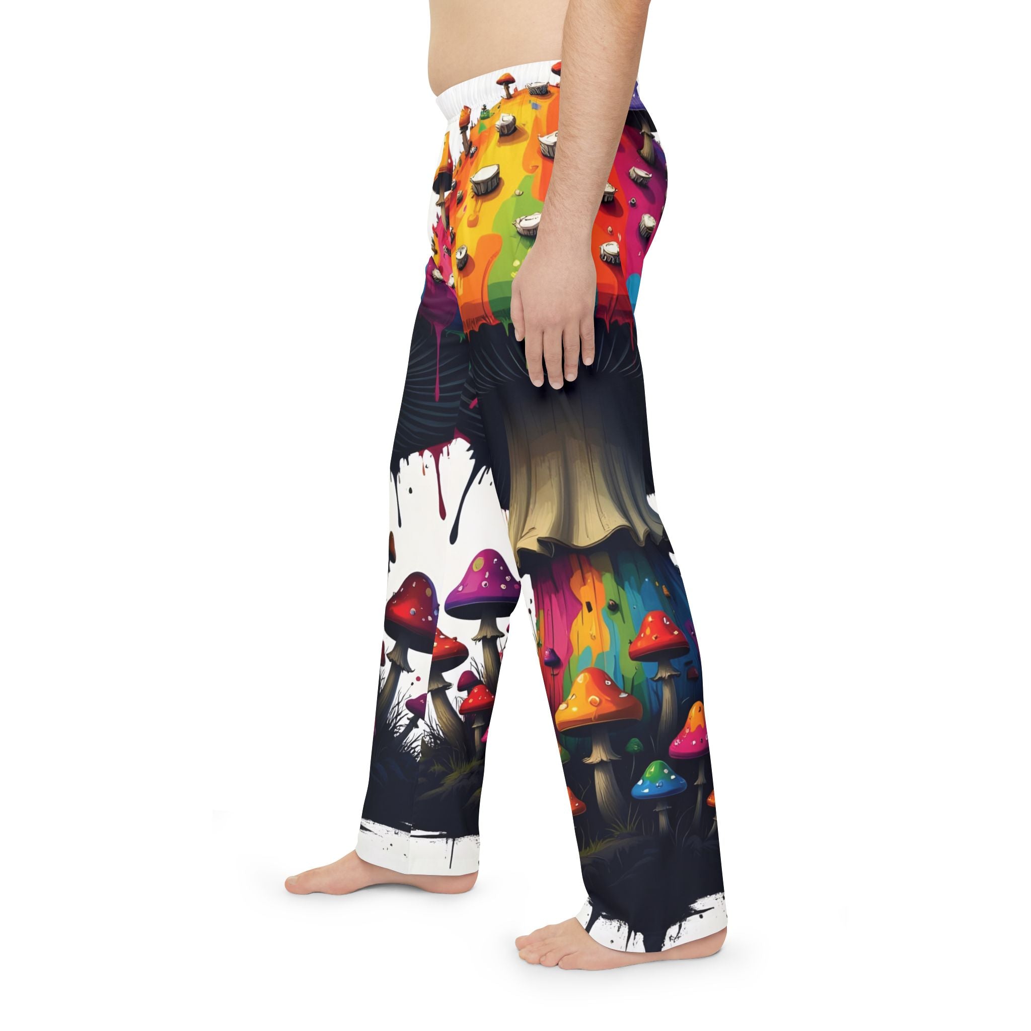 Pajama Pants - Psychedelic Rainbow Mushroom All-Over Print Lounge Pants