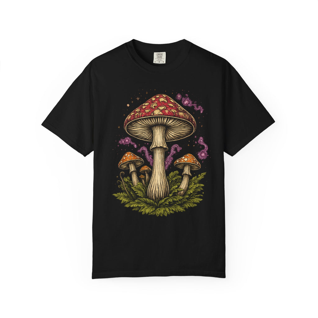 City: Portland Mushroom Graphic T-Shirt — Vintage Forest Amanita Design