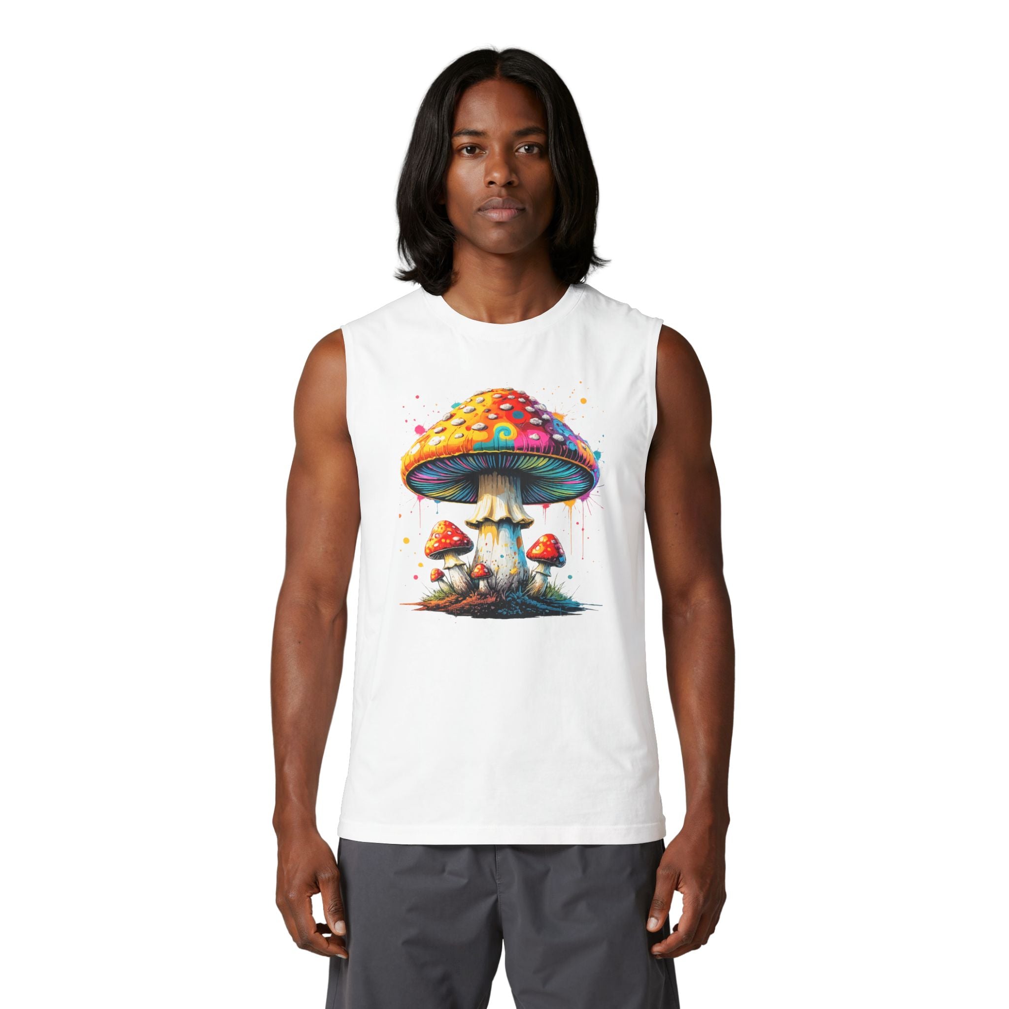 City: Vancouver Mushroom Tank Top — Colorful Psychedelic Fungi Graphic Muscle Tee