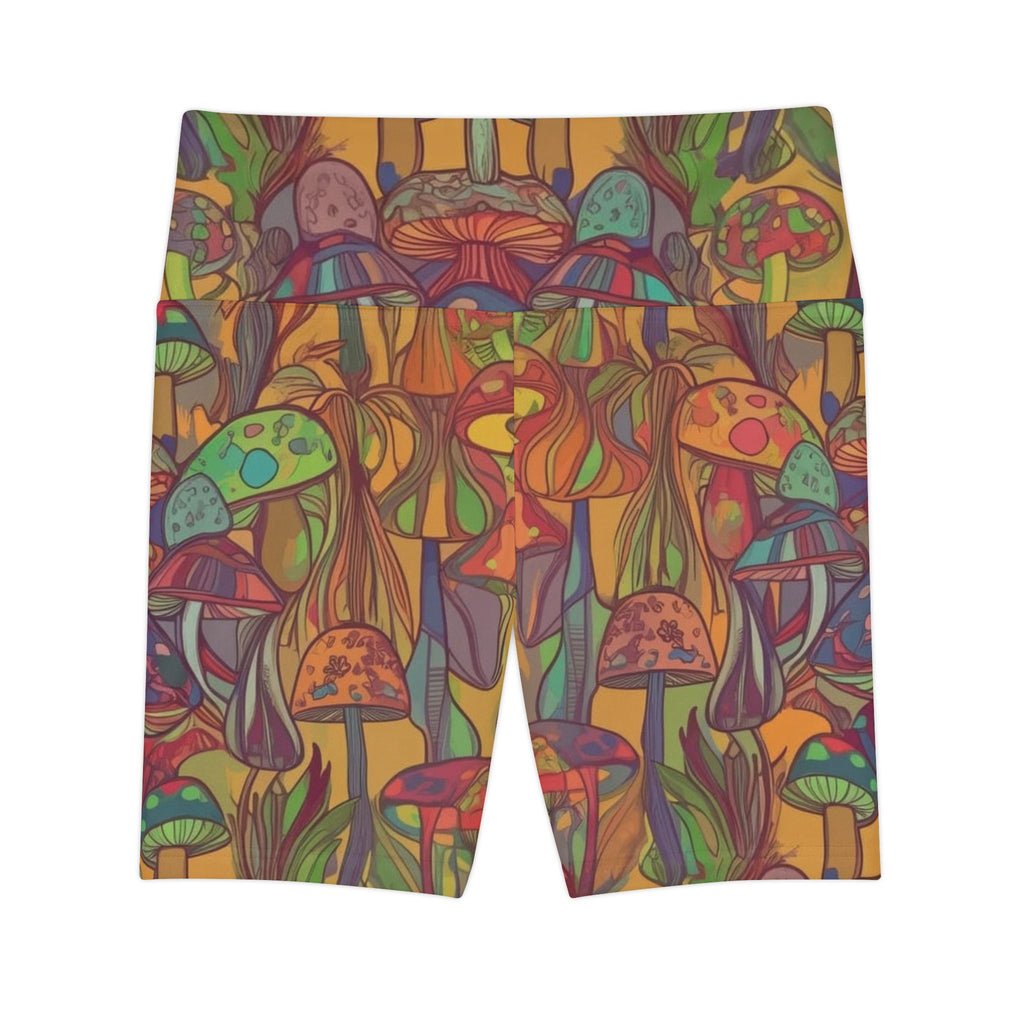 Pantalones Cortos de Entrenamiento para Mujer con Setas Psicodélicas — Ropa Deportiva AOP Colorida