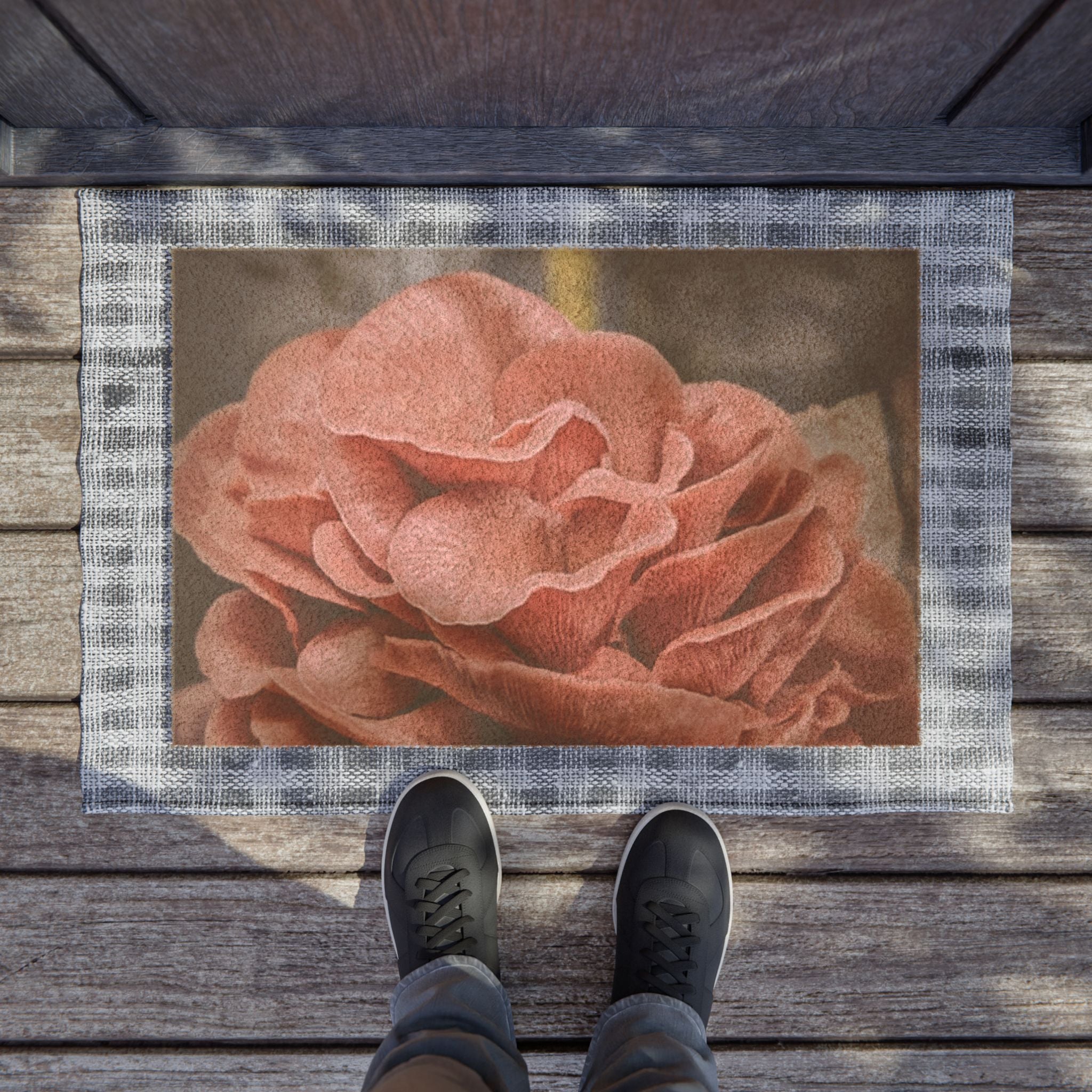 Rose Bloom Doormat - Floral Entryway Welcome Mat