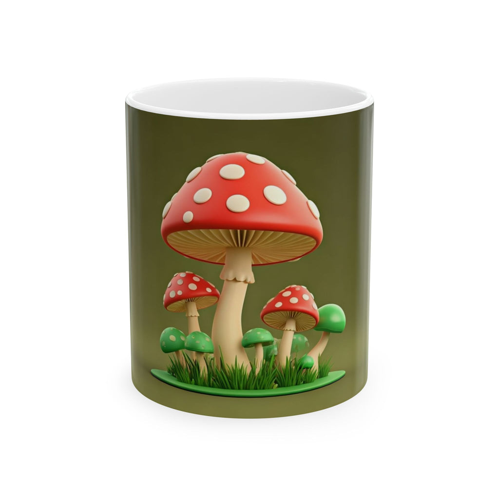 Mug: Toadstool Mushroom Ceramic Mug — Cute Red Polka Dot Mushroom Coffee Cup (11oz/15oz)