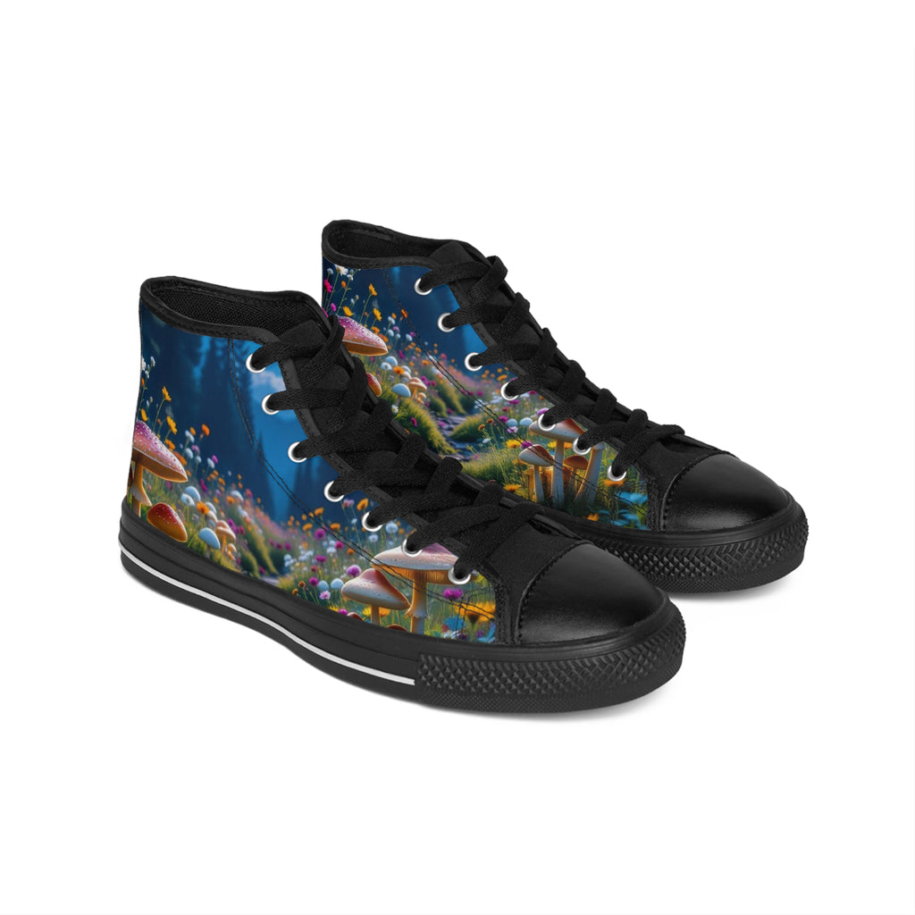 Zapatillas altas — Zapatos informales de mujer con diseño de bosque de hongos de neón