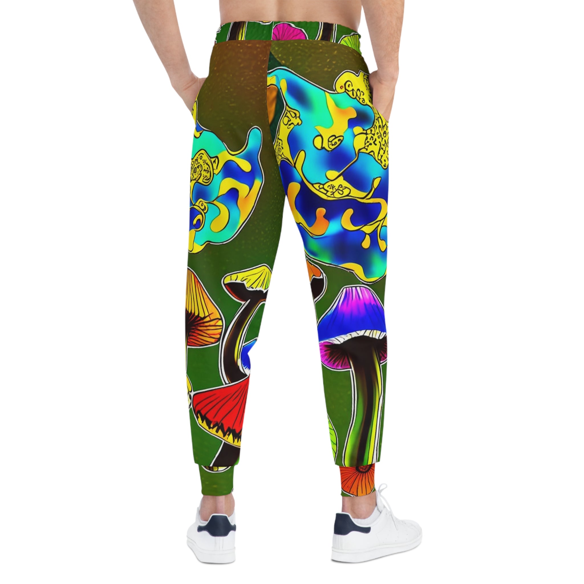 Psychedelic Mushroom Athletic Joggers — Colorful All-Over-Print Lounge Pants