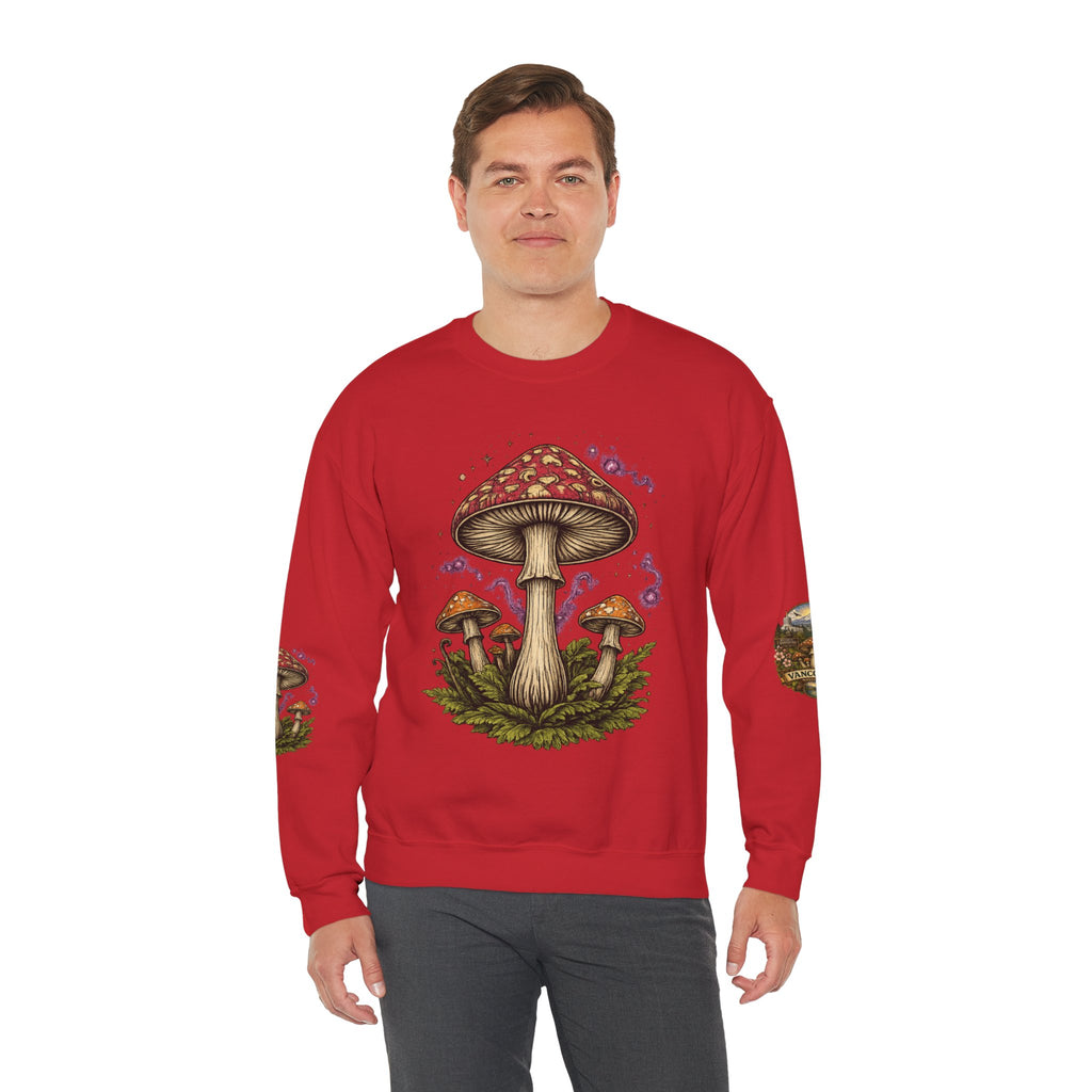 City:  Vancouver Crewneck Sweatshirt — Scenic Pacific Northwest Fungi Design