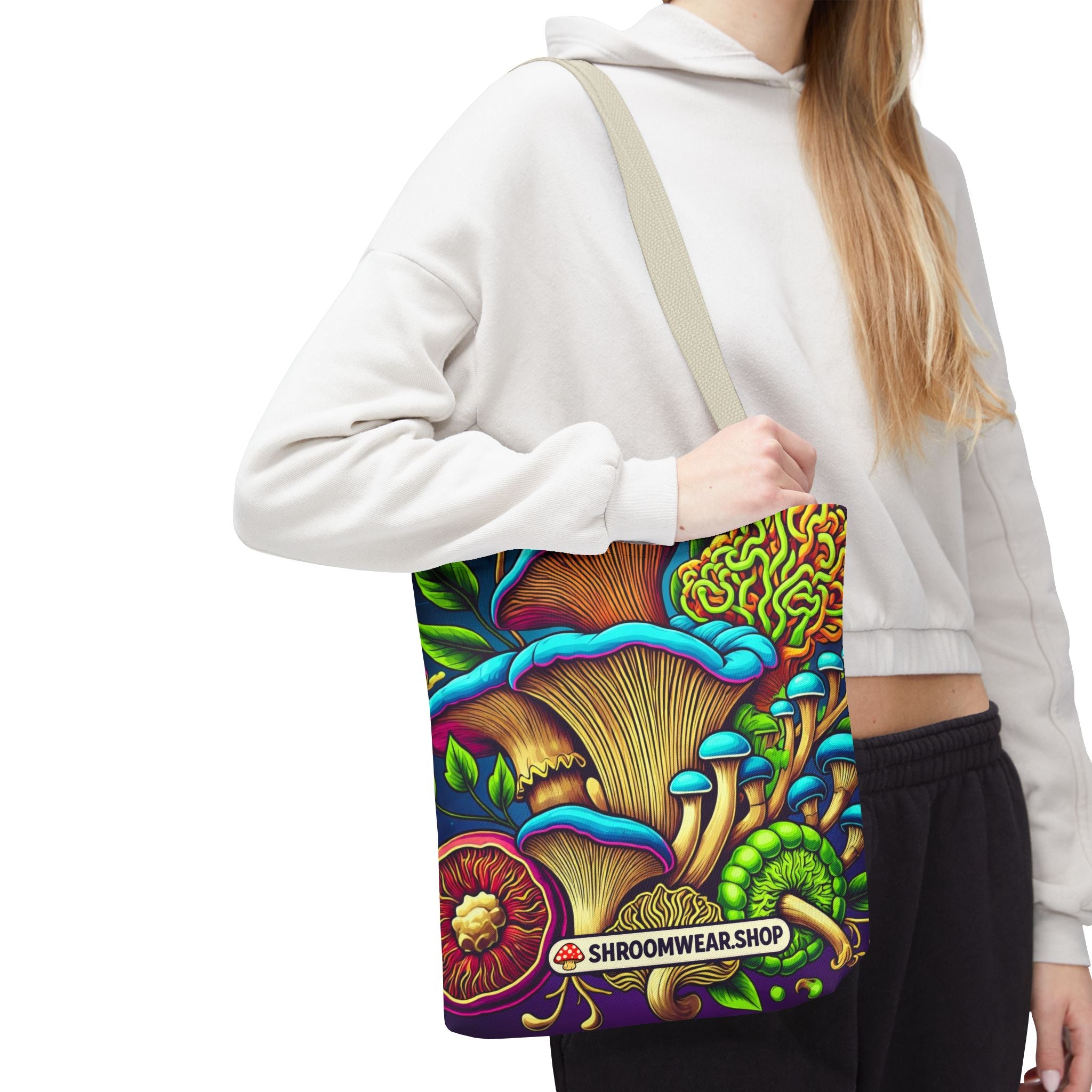 Bag: Mushroom Art Tote Bag – Psychedelic Fungi All-Over Print Eco Tote