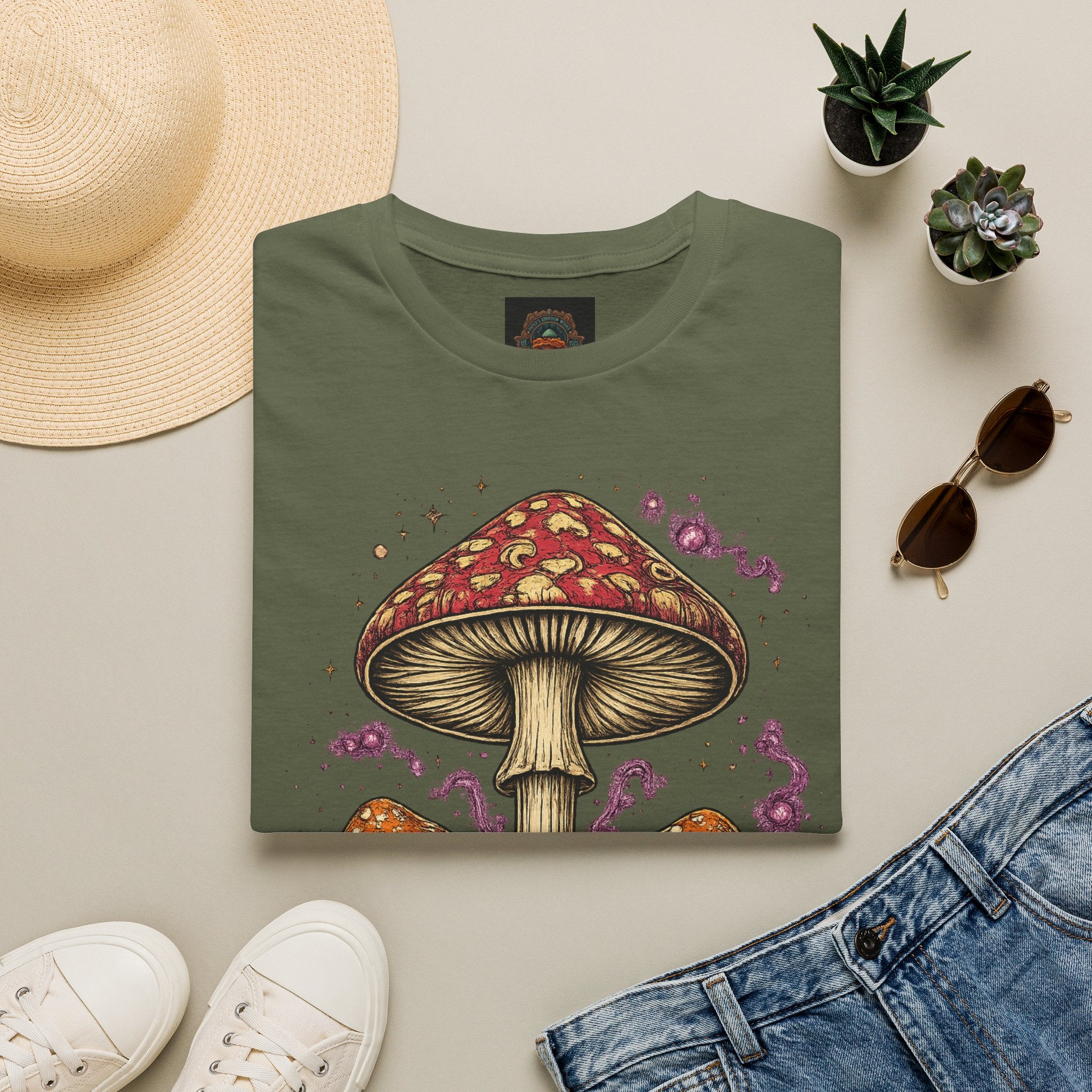 City: Portland Mushroom Magic T-Shirt — Vintage Red Toadstool Illustration