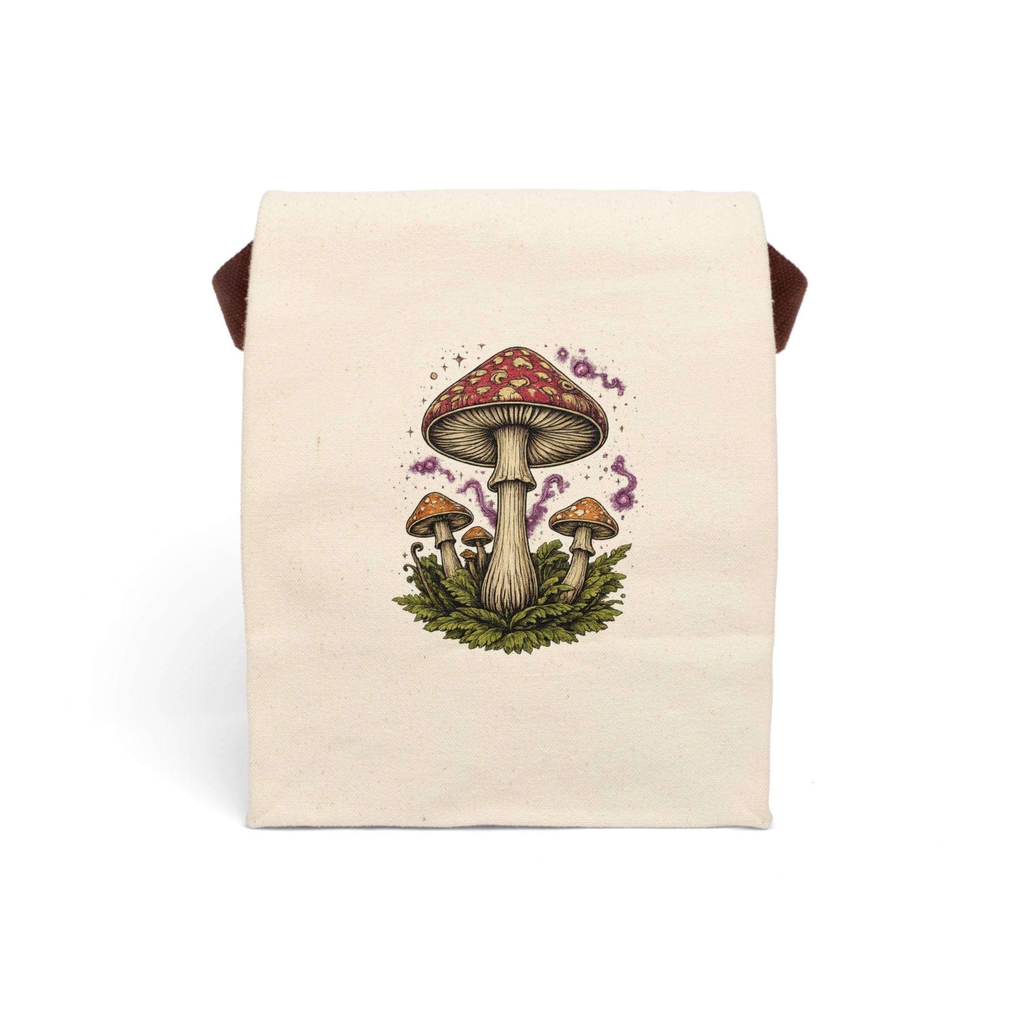 Lunch Bag — Illustrated Red Toadstool Canvas Lunch Bag with Strap