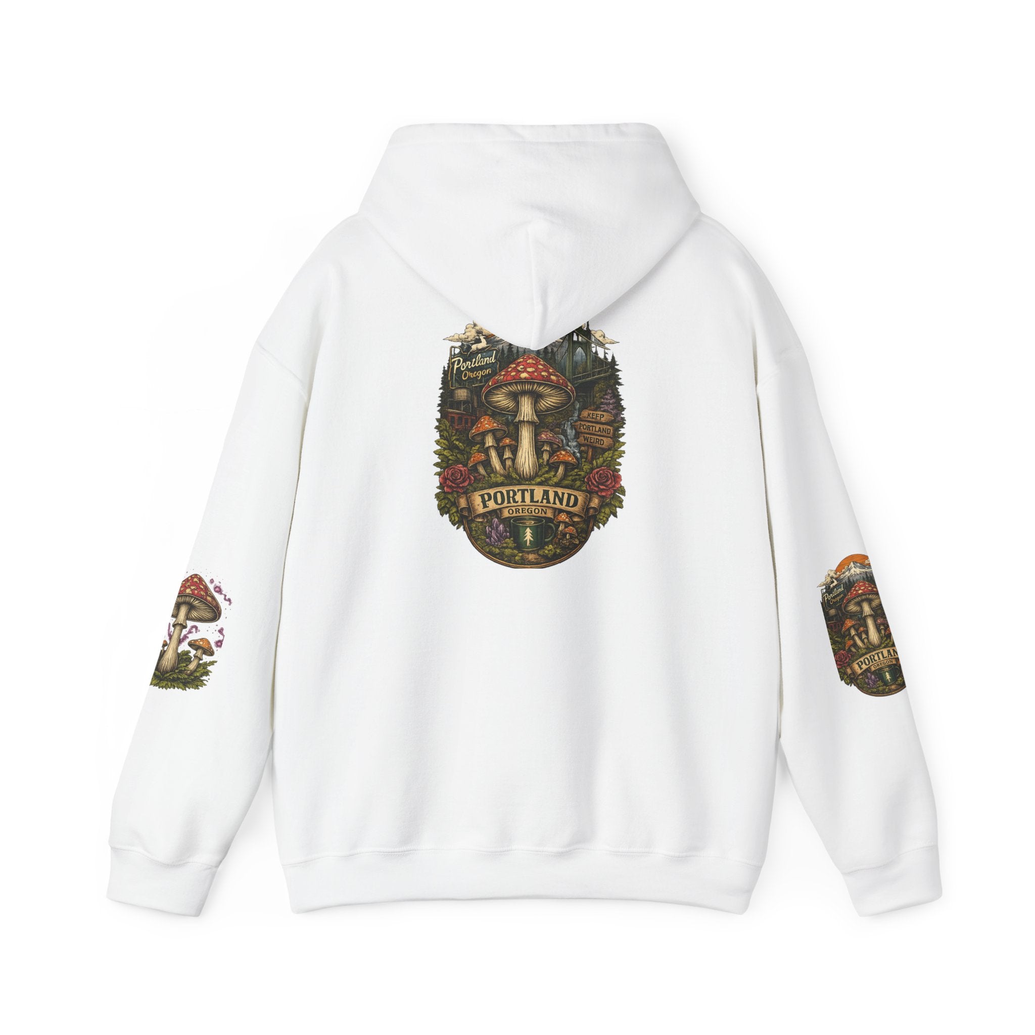 City: Portland Mushroom Forest Hooded Sweatshirt Nature Graphic Hoodie