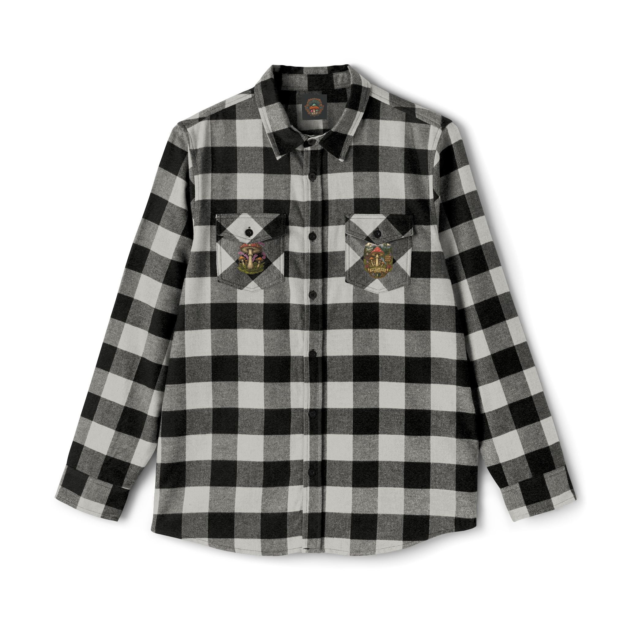 Portland Mushroom Flannel Shirt — Vintage Forest Plaid Button-Up