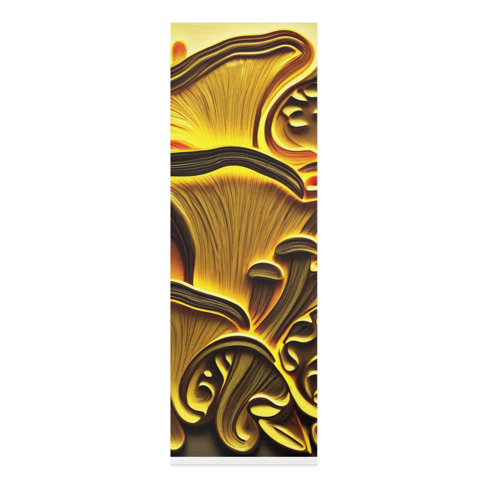 Golden Mushroom Foam Yoga Mat — Psychedelic Fungi Design for Meditation & Home Practice