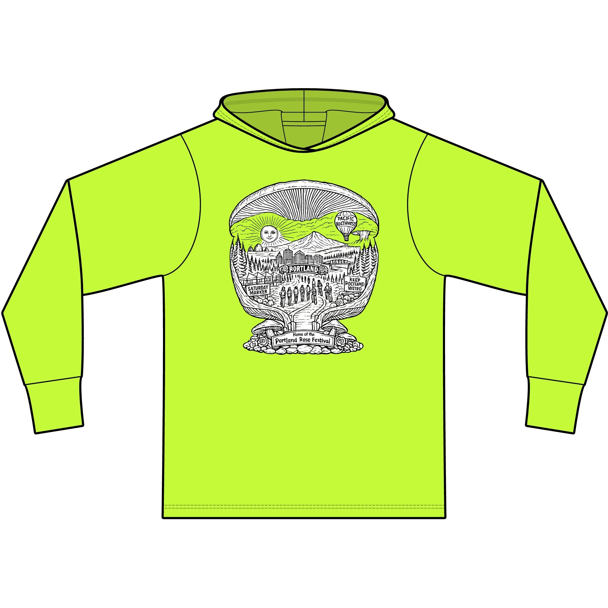 Hoodie: Mushroom Globe Hoodie — Nature Illustration Hooded Long Sleeve Tee