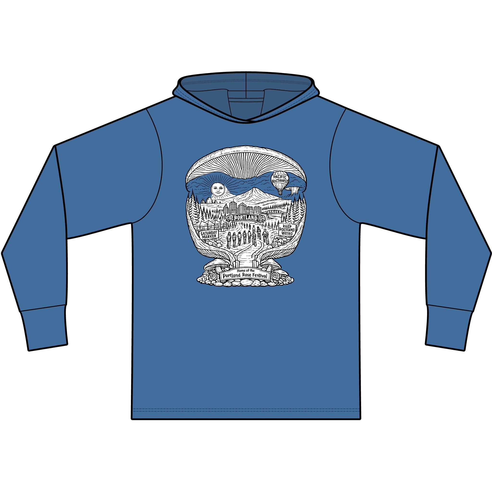 Hoodie: Mushroom Globe Hoodie — Nature Illustration Hooded Long Sleeve Tee